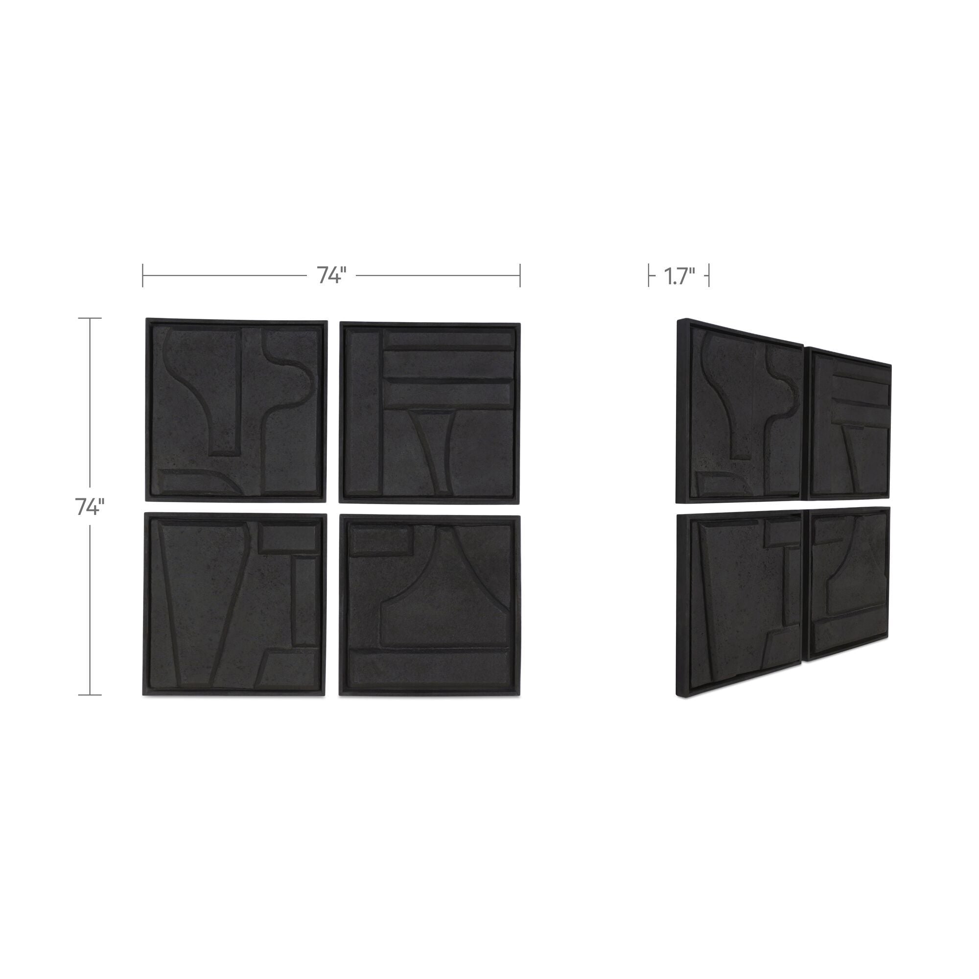Alva - Wall Sculpture (Set of 4) - Black - Image 2