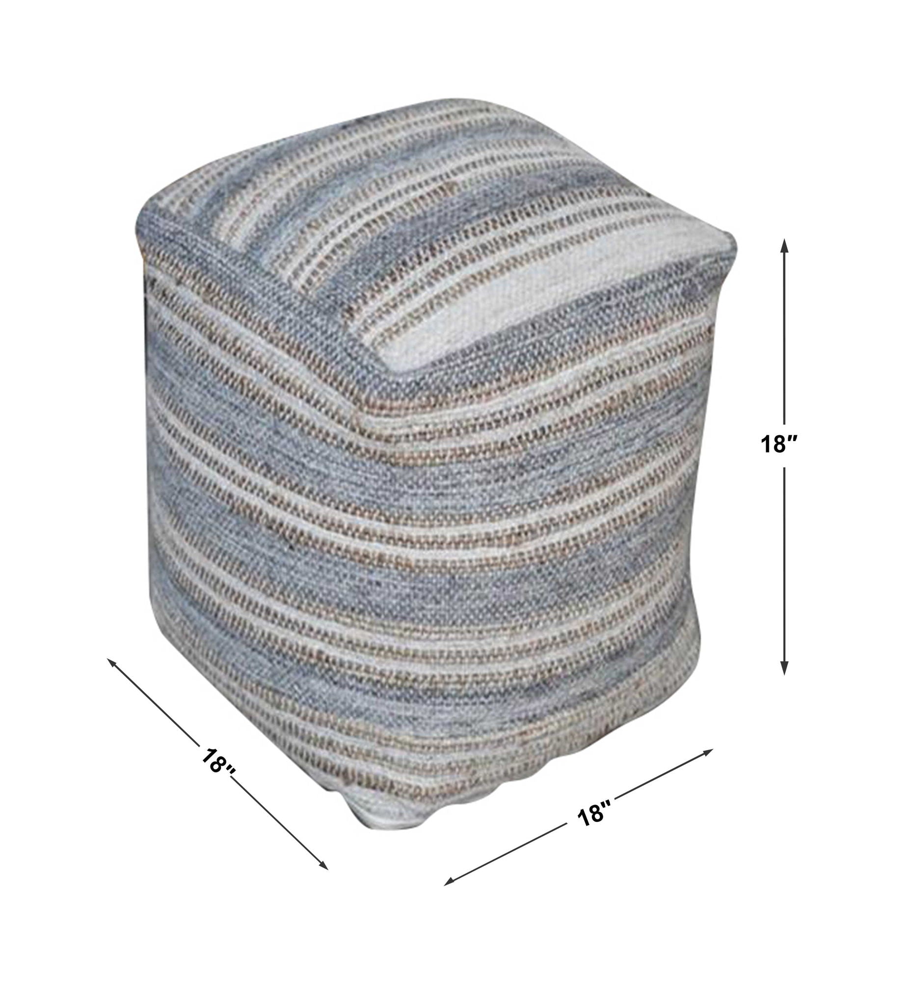 Mesick - Handwoven Pouf - Gray - Image 2