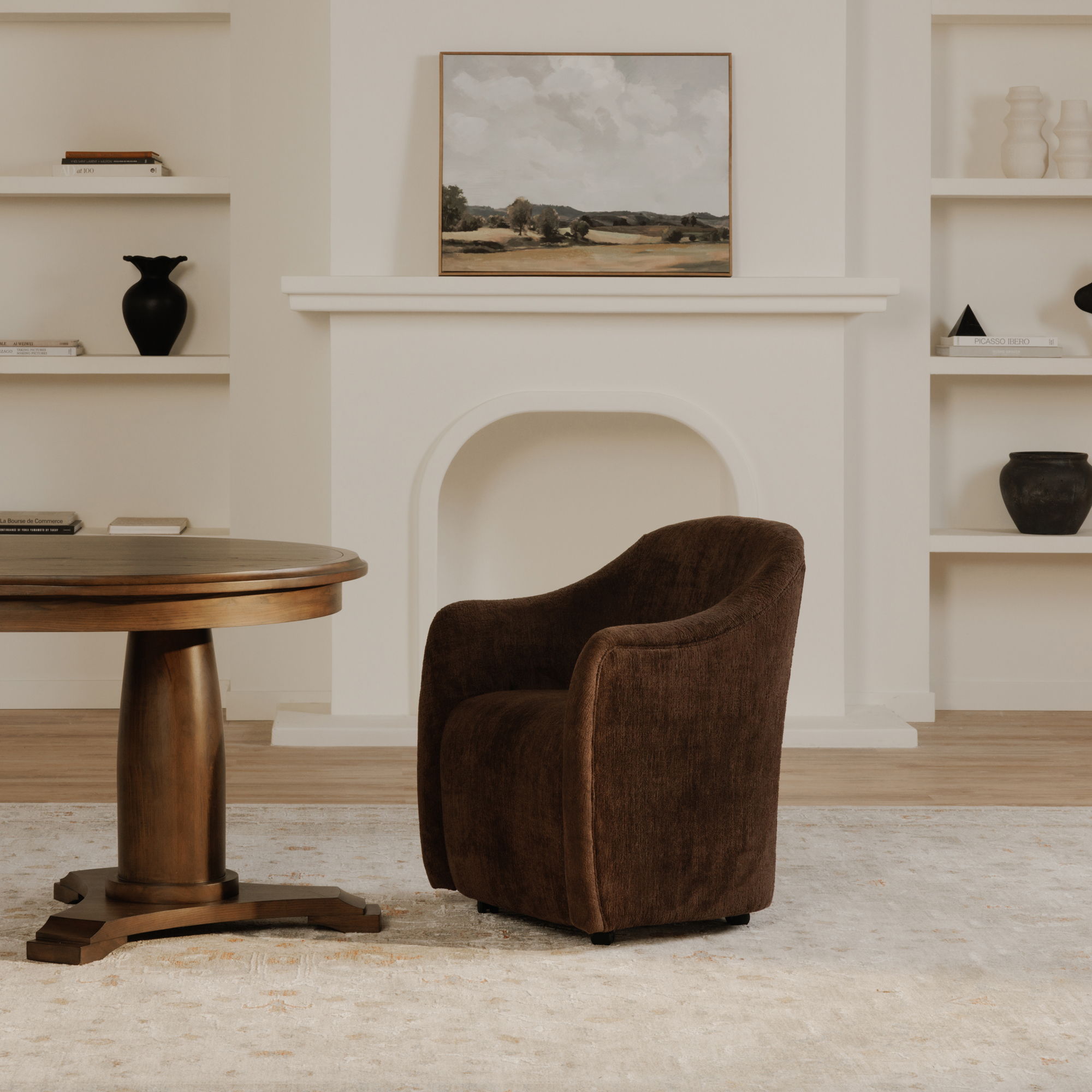Drava - Rolling Dining Chair - Dark Brown - Image 2