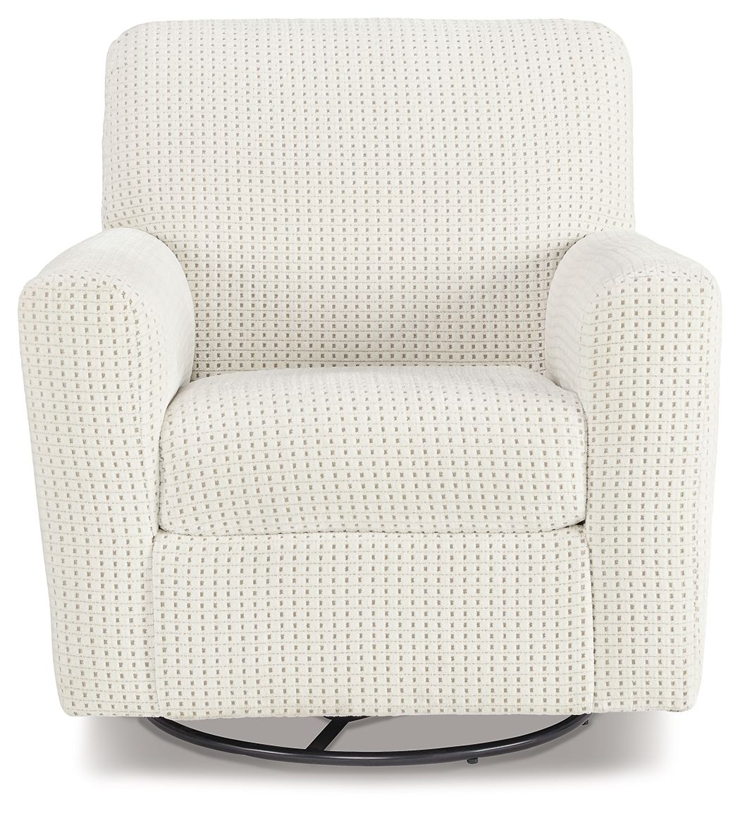 Herstow - Swivel Glider Accent Chair - Fabric - Ivory - Image 2
