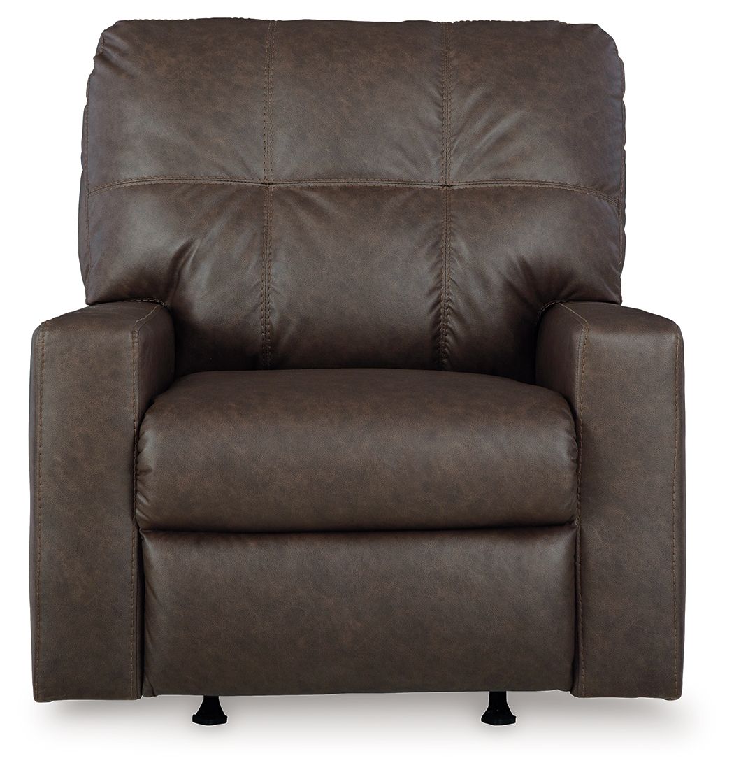 Barlin Mills - Rocker Recliner - Faux Leather - Umber - Image 3