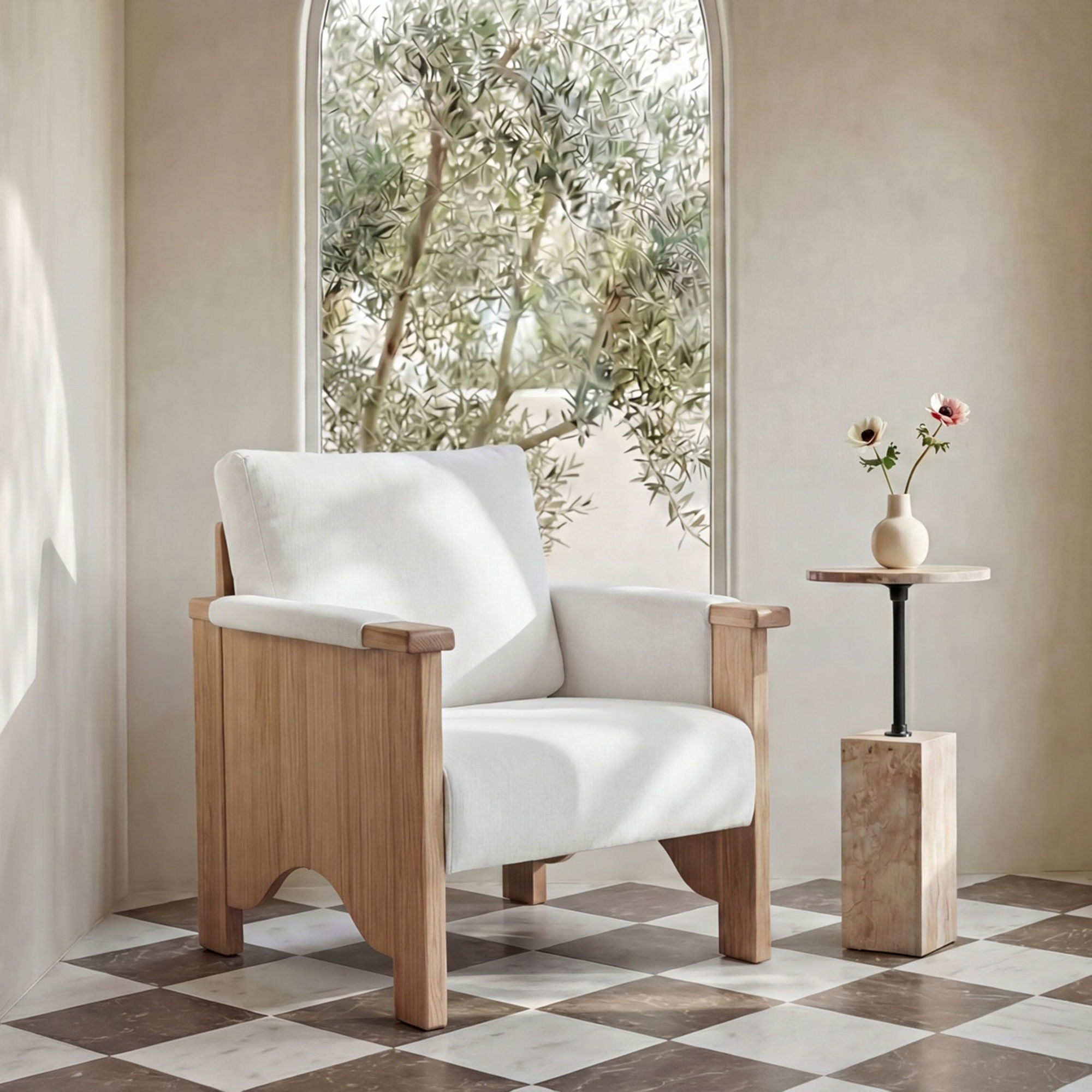 Bauer - Accent Chair - Cream / White / Light Brown - Image 1