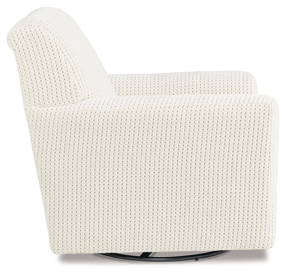 Herstow - Swivel Glider Accent Chair - Fabric - Ivory - Image 3