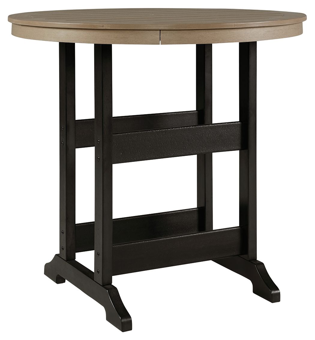 Fairen Trail – Round Bar Table w/Umb OPT – Black / Driftwood