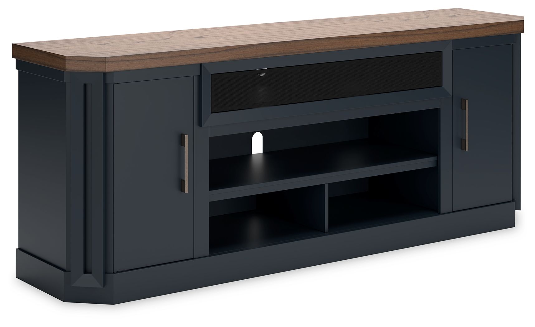 Landocken - XL TV Stand W/Fireplace Option - Brown / Blue - Image 1
