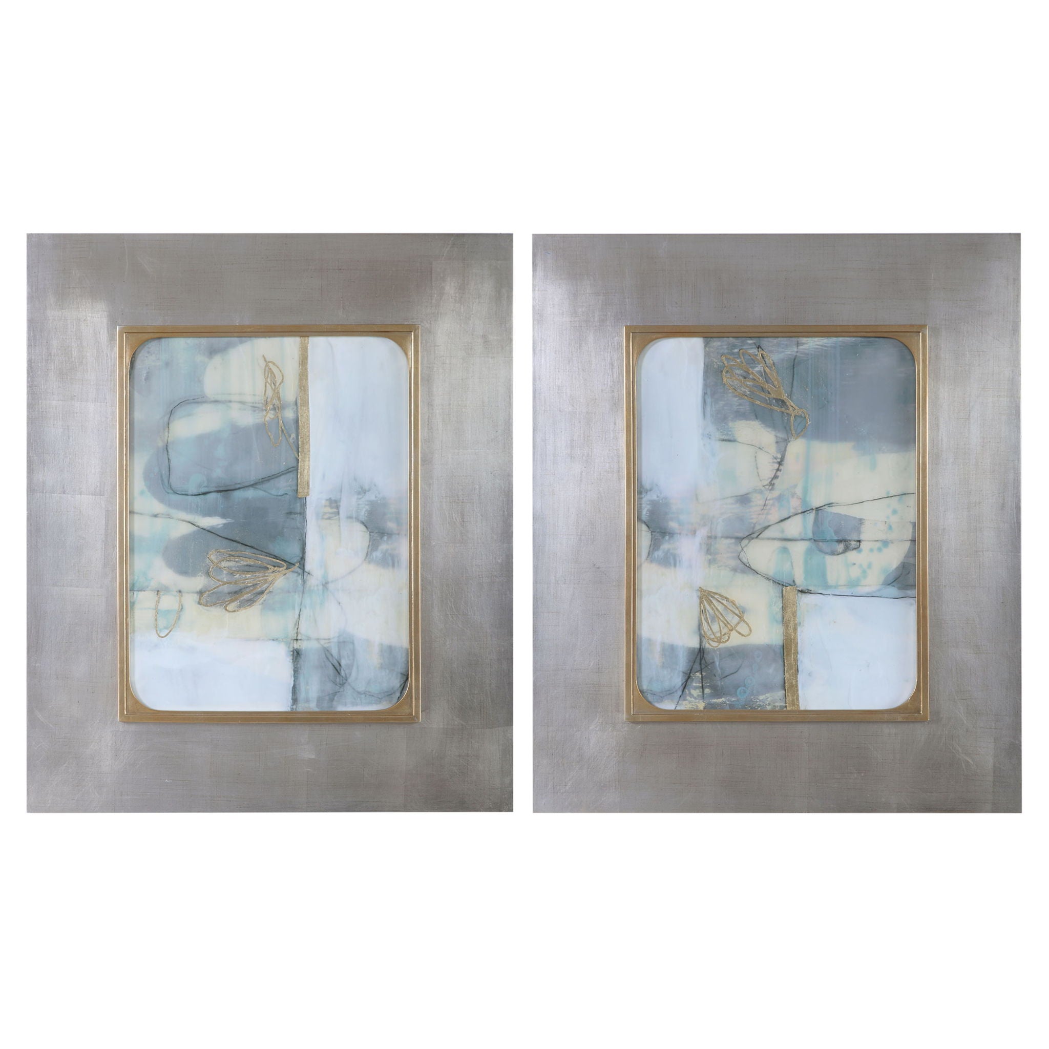 Gilded Whimsy - Abstract Prints (Set of 2) - Dark Gray - Image 1