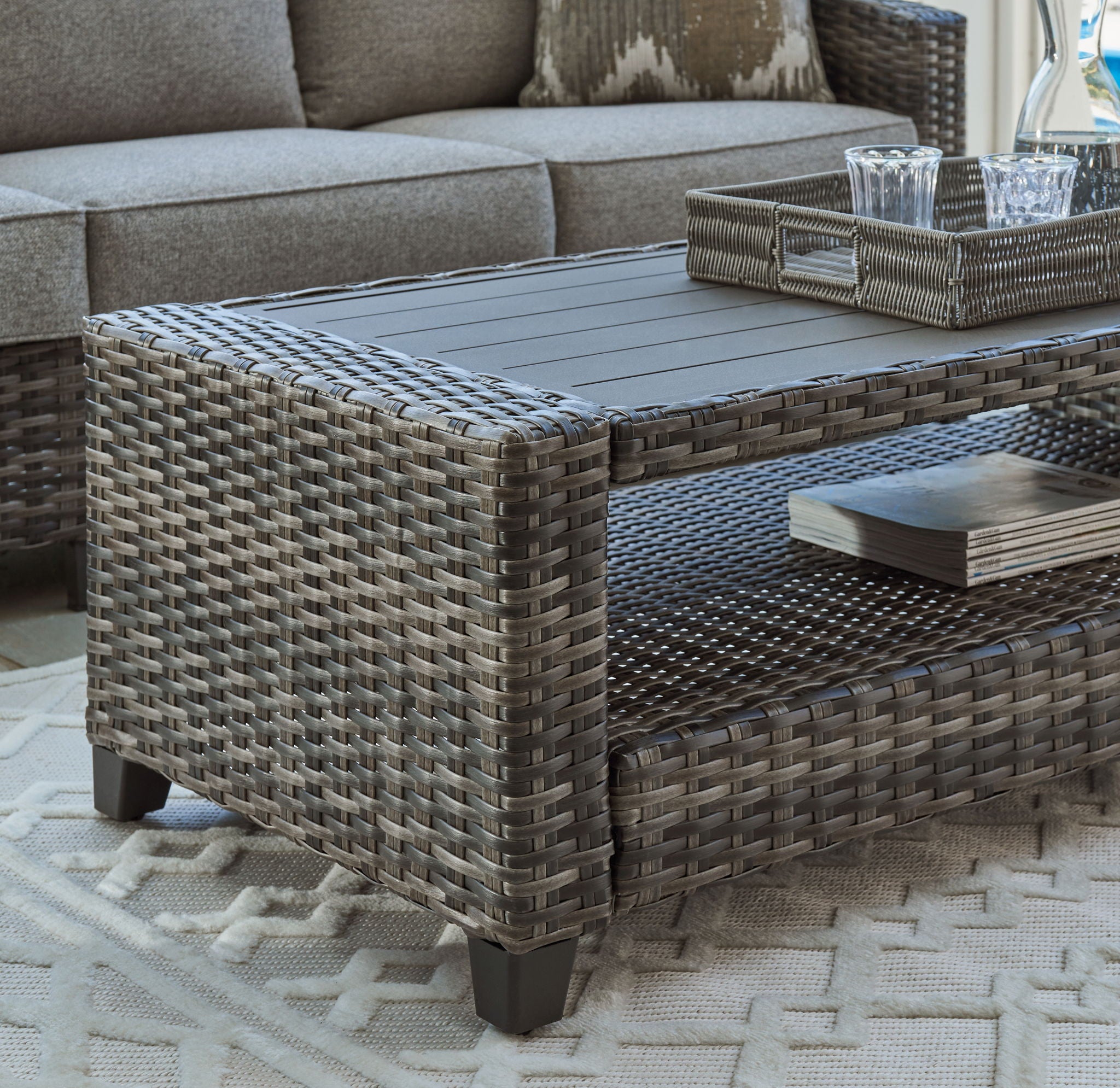 Oasis Court - Sofa, Chairs, Table Set (Set of 4) - Gray - Image 3