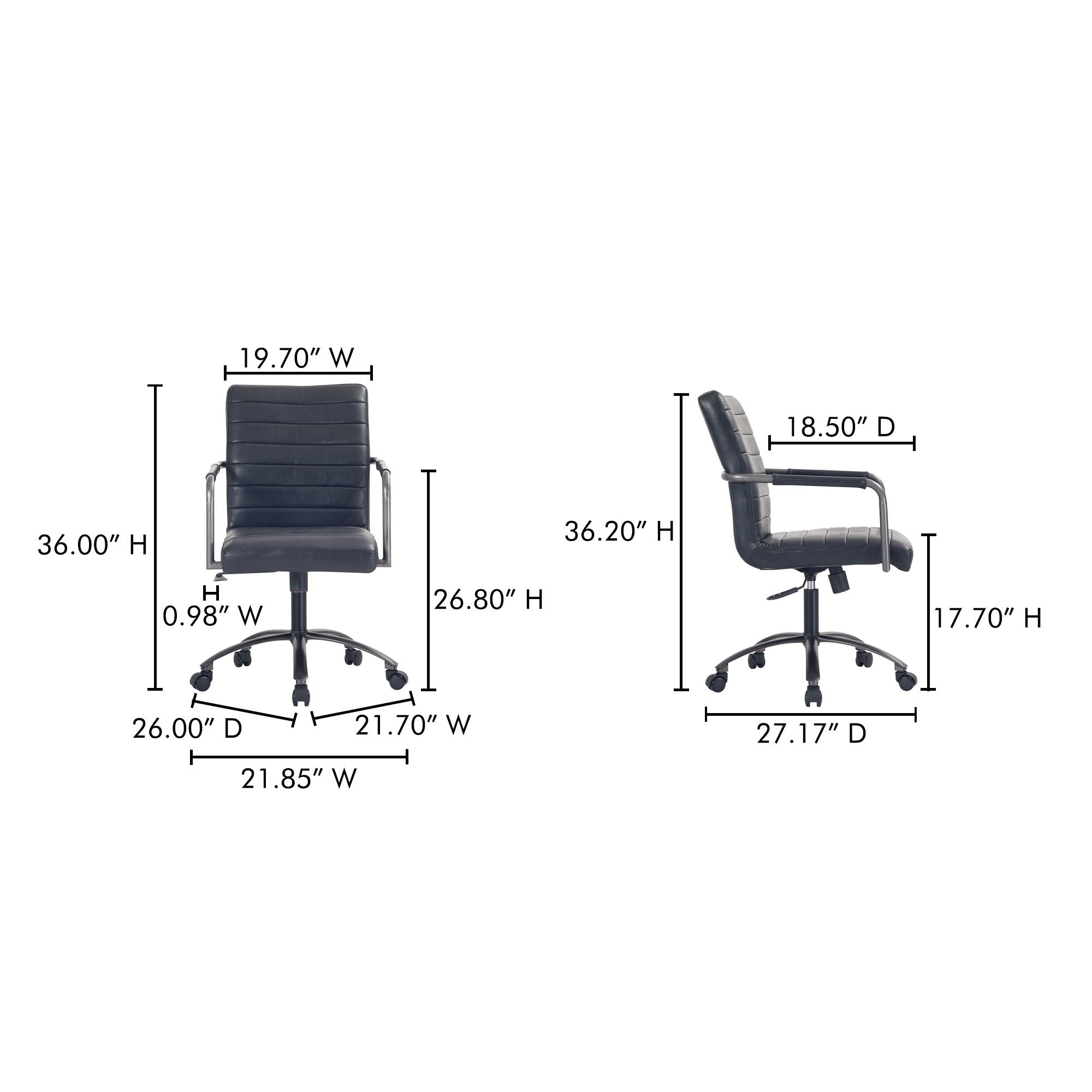 Roy - Leather Office Chair - Black - Image 2