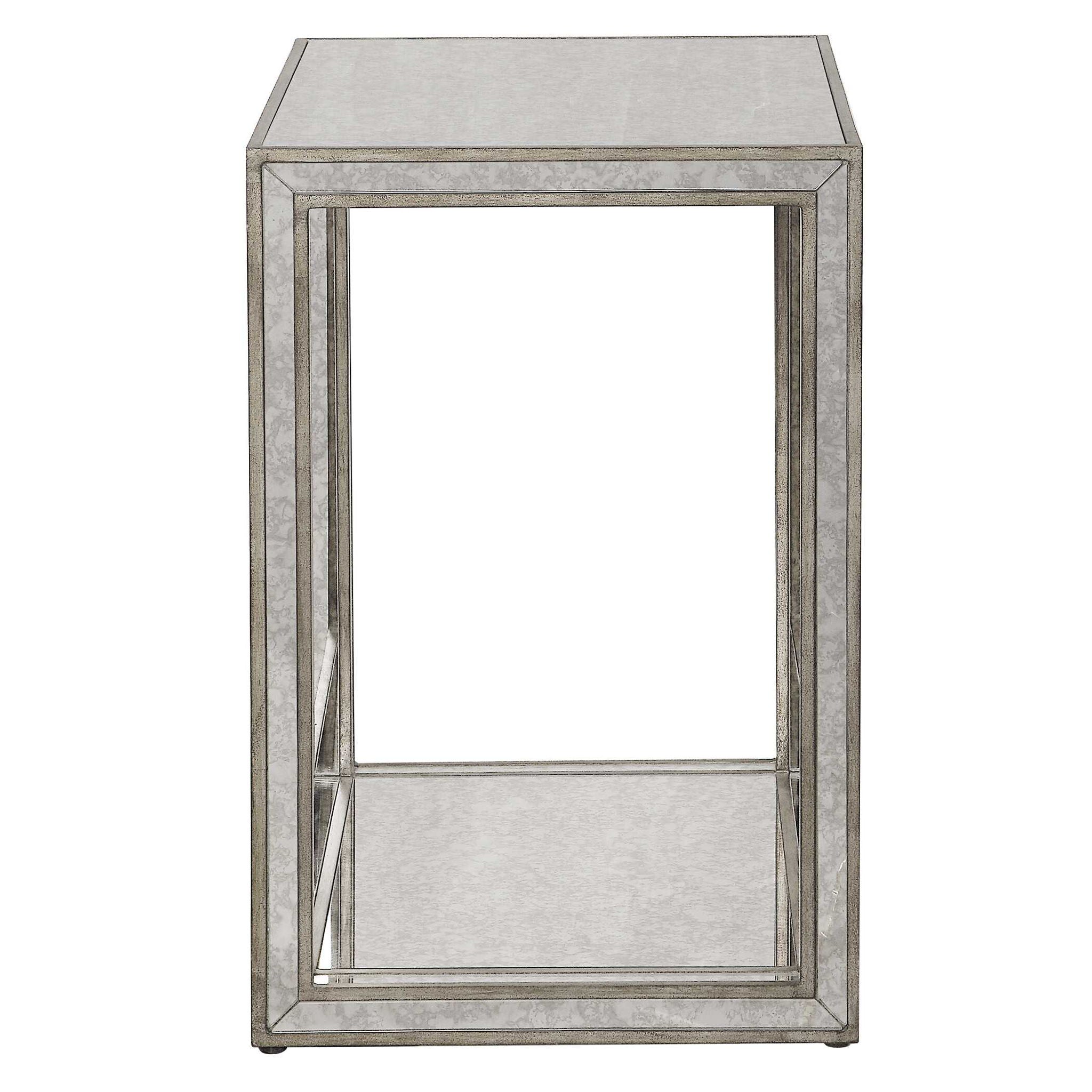 Julie - Mirrored End Table - Pearl Silver - Image 2