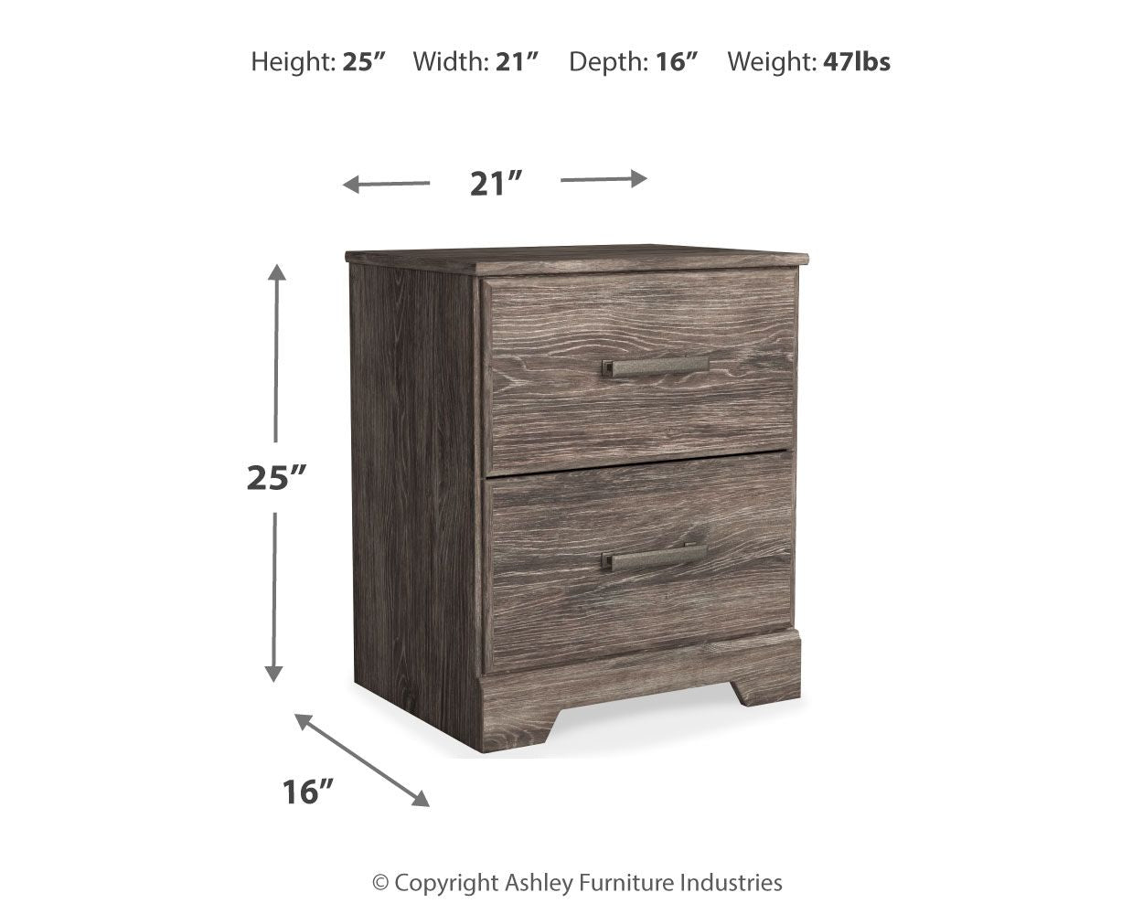 Ralinksi - Two Drawer Night Stand - Gray - Image 2