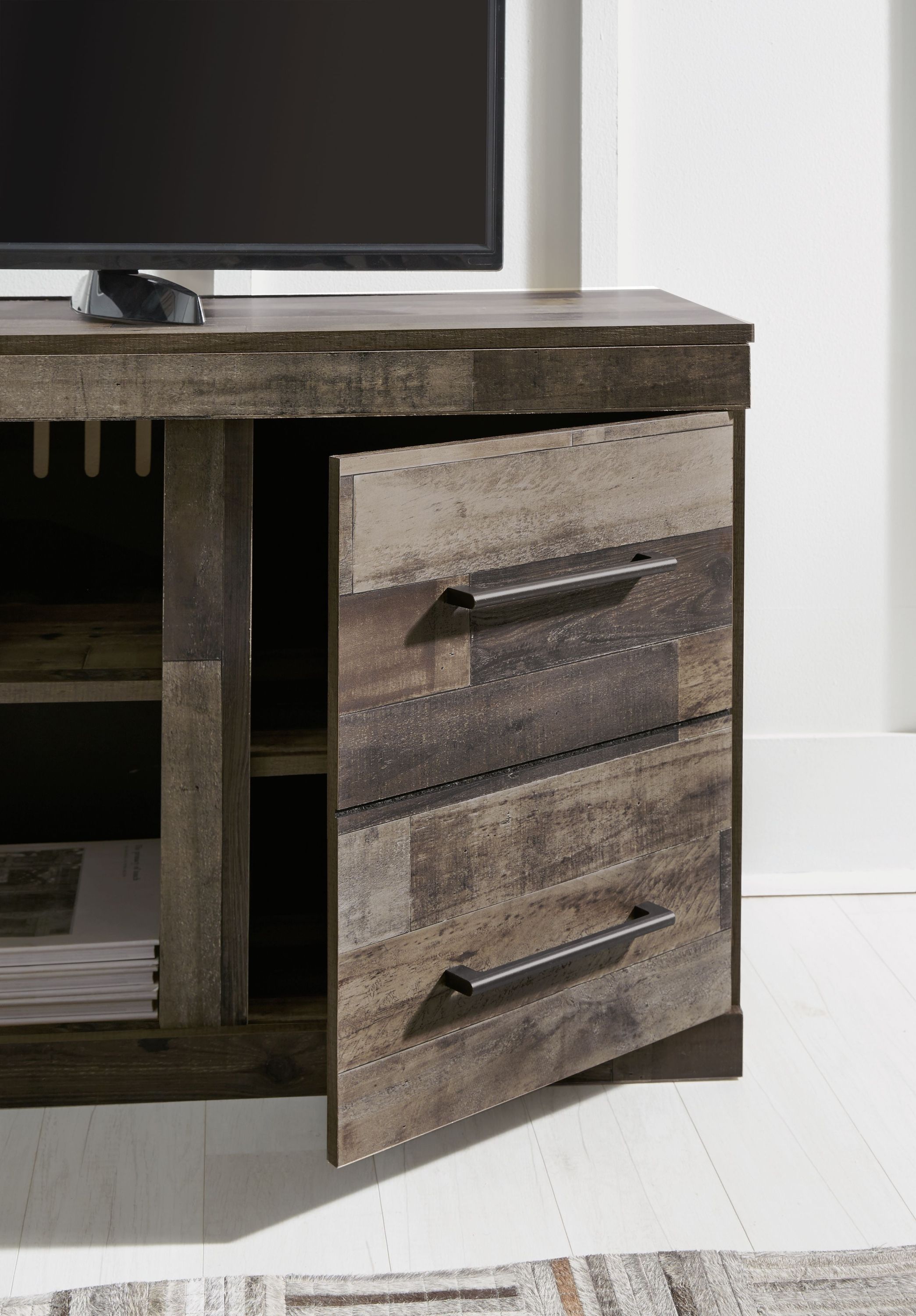 Derekson - LG TV Stand w/Fireplace Option - Multi Gray - Image 3