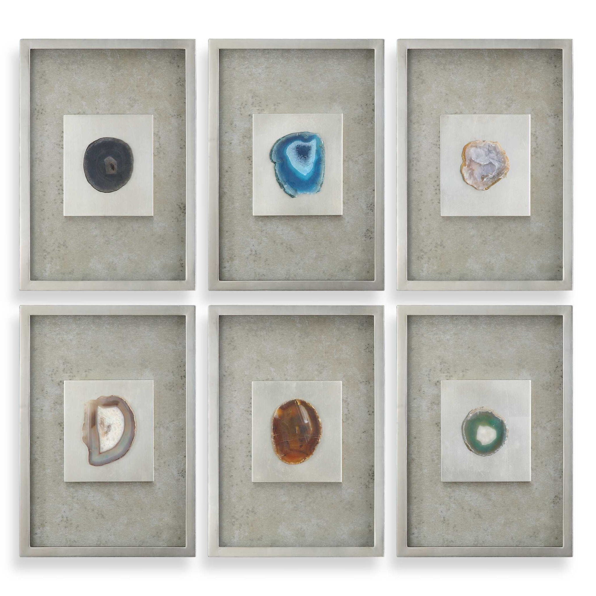 Agate – Stone Wall Art (Set of 6) – Silver