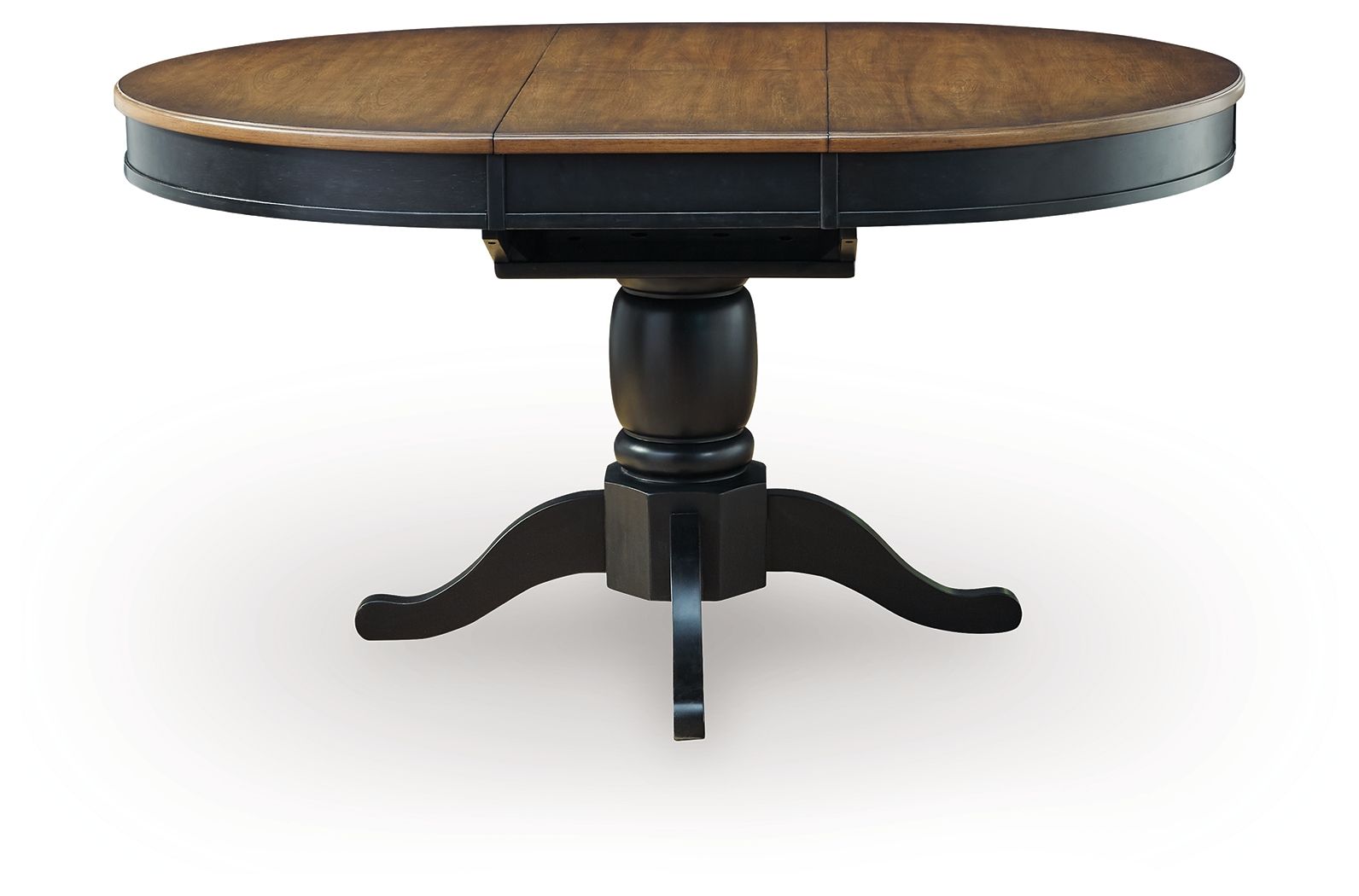 Clorazi - Oval Dining Room Butterfly Extension Table - Black / Brown - Image 2