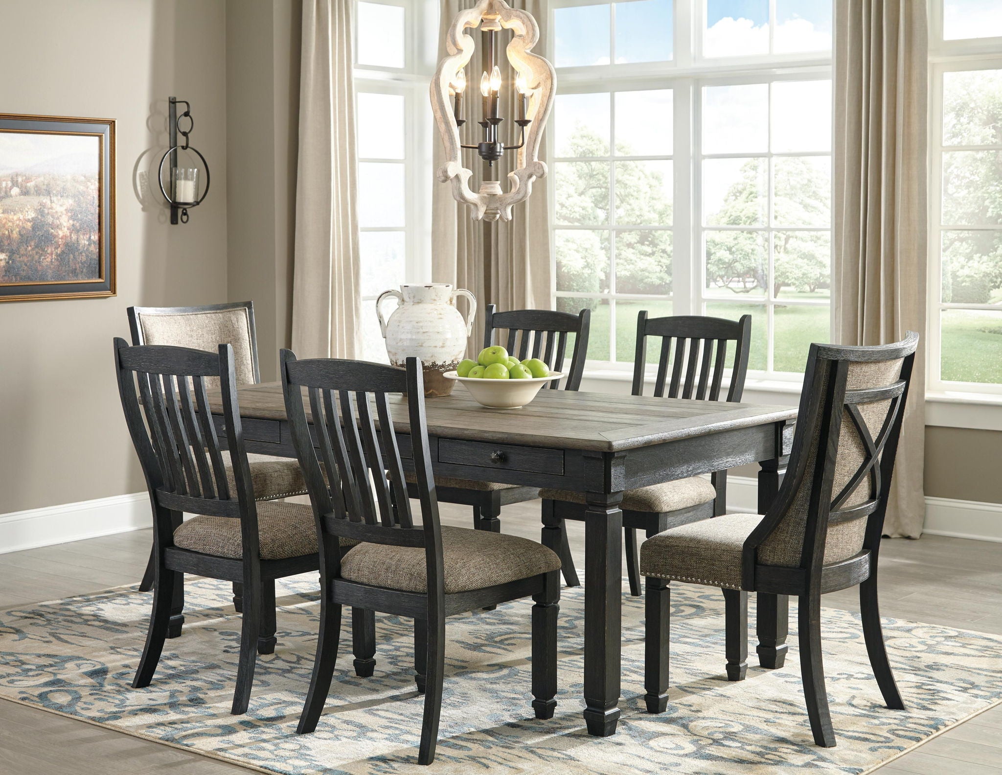 Tyler Creek - Dining UPH Side Chair (Set of 2) - Slatback - Black / Grayish Brown - Image 2