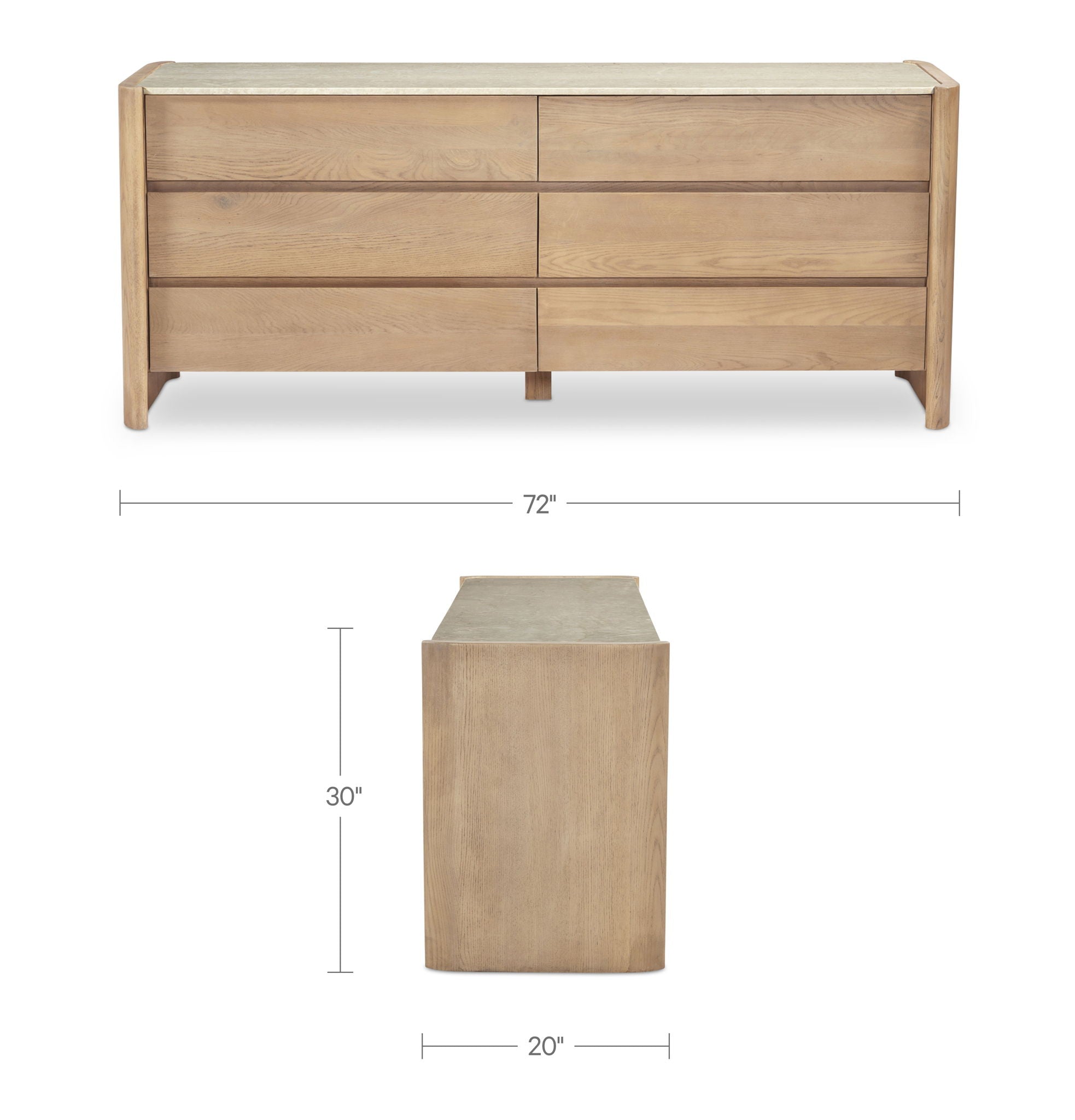 Lane - 6 Drawer Dresser - Natural - Image 2