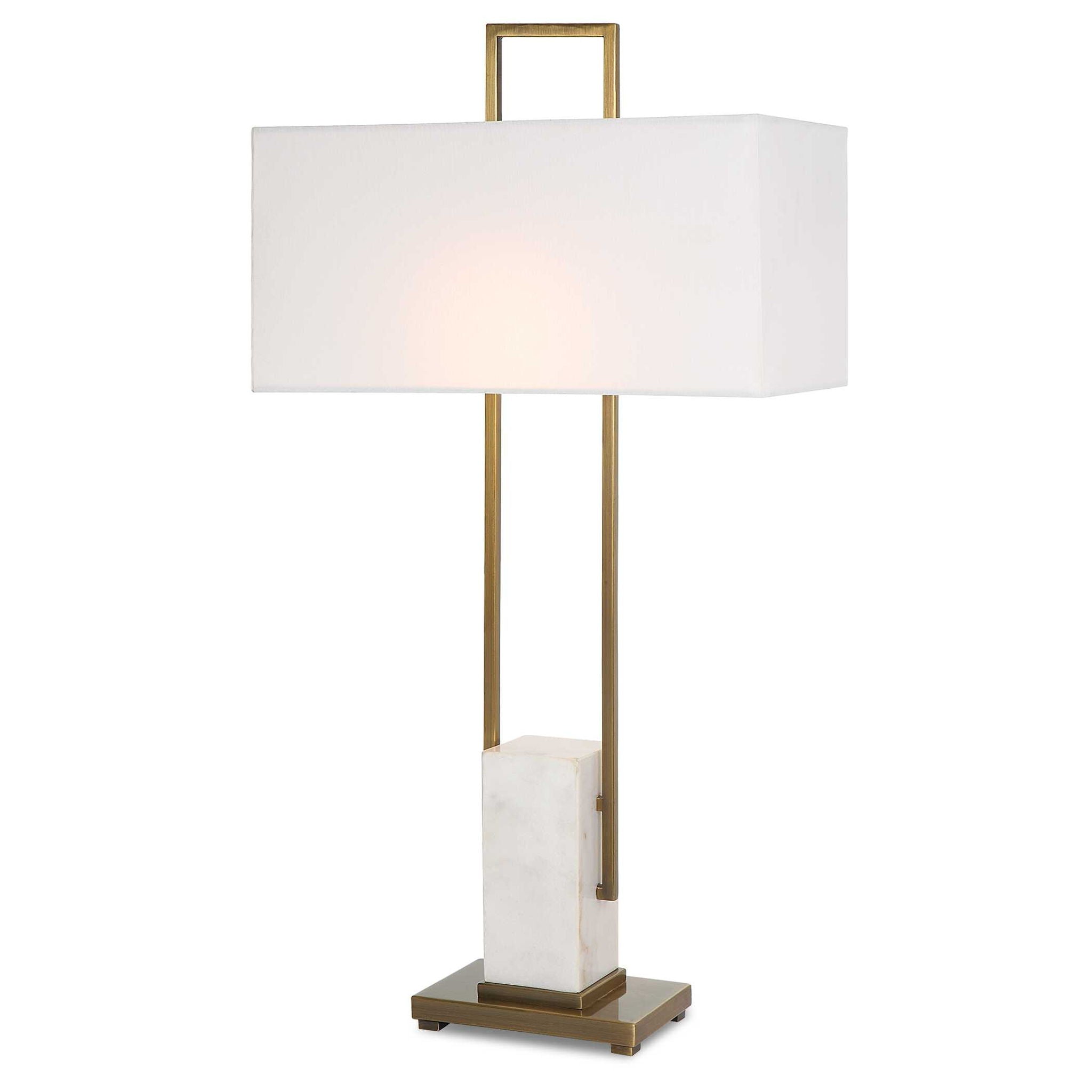 Column - White Marble Table Lamp - Image 1