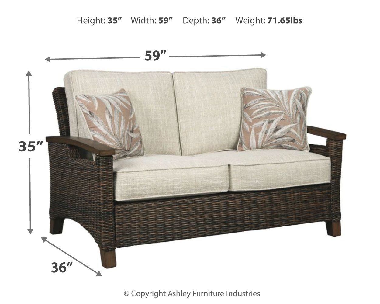 Paradise Trail - Loveseat w/Cushion - Medium Brown - Image 3