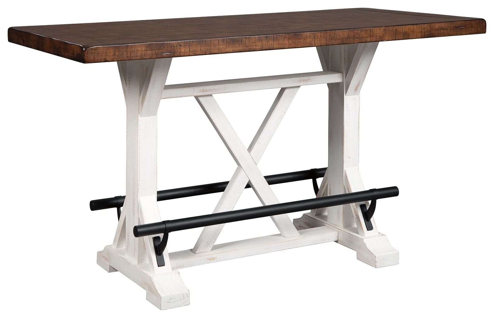 Valebeck - Rectangular Dining Room Counter Table - White / Brown - Image 1
