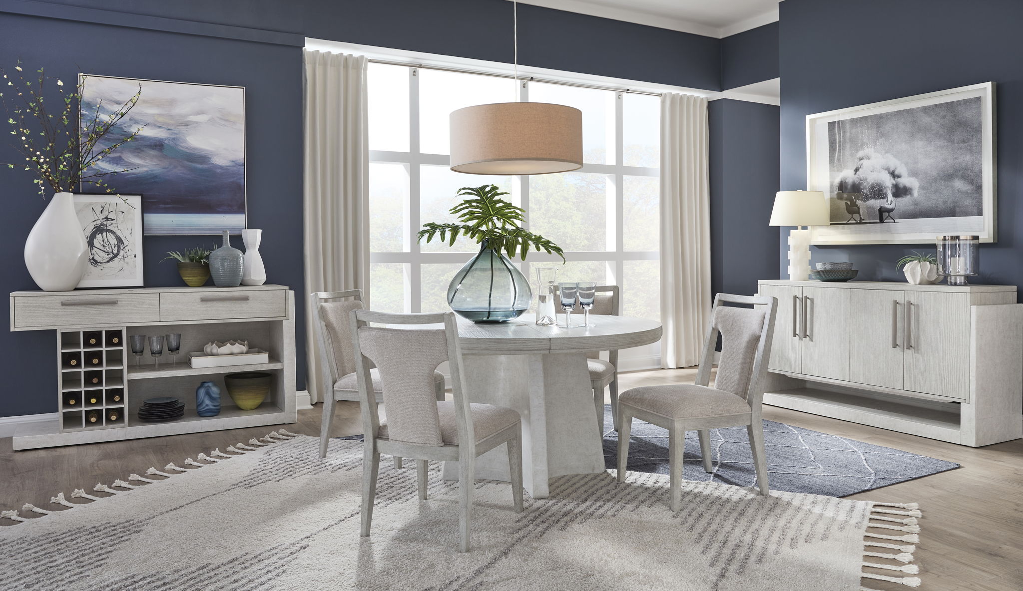Lorelei - Extendable 54" Round Dining Table - Misty Cloud - Image 2