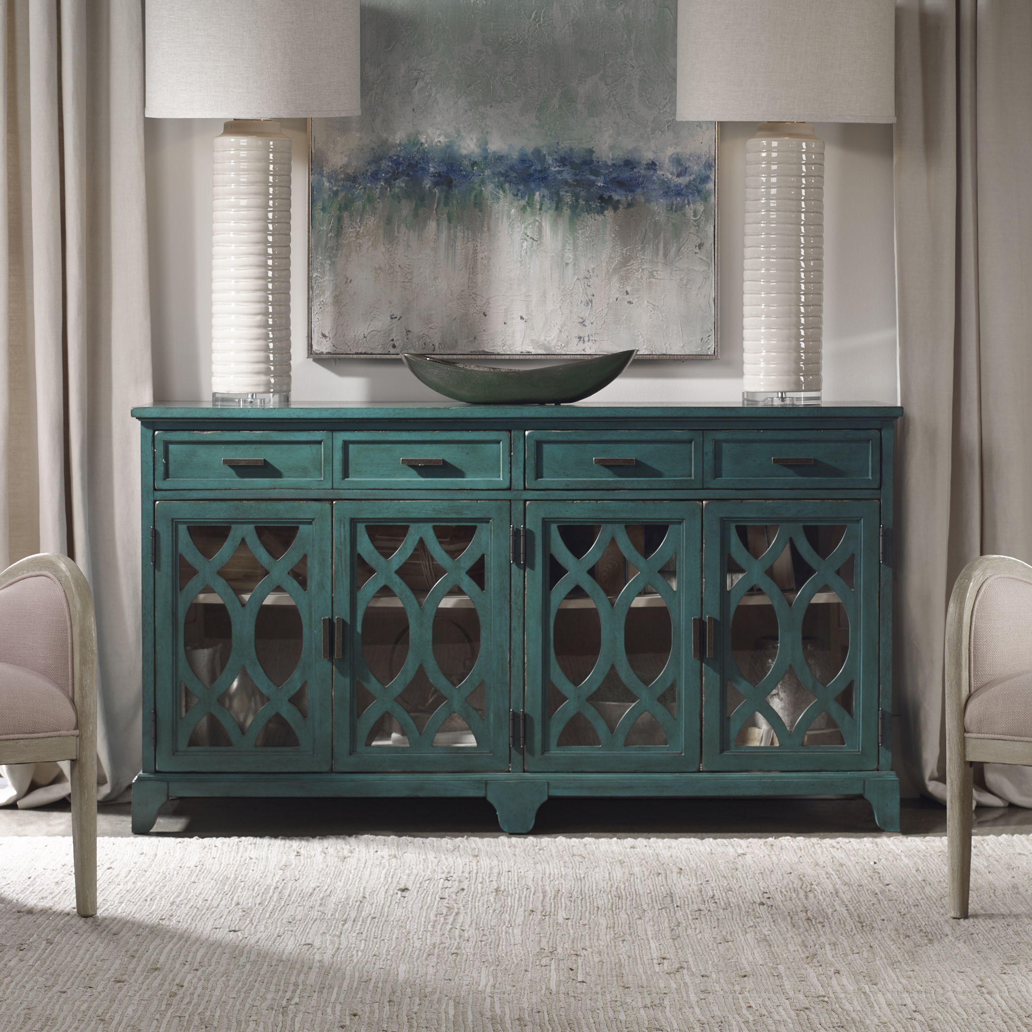 Oksana - Wooden Credenza - Green - Image 2