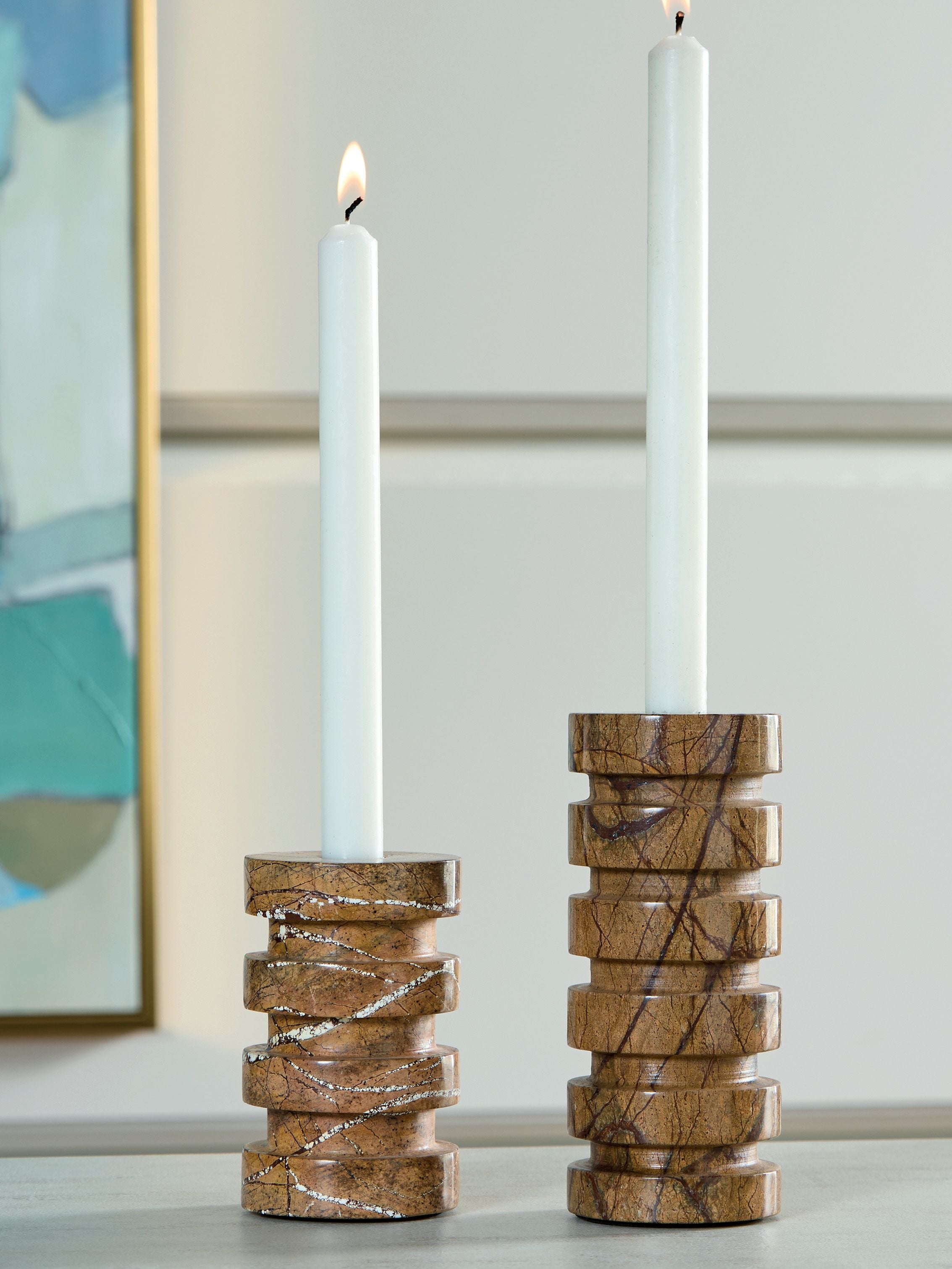 Emsleyfield - Candle Holder Set (Set of 2) - Tan - Image 3