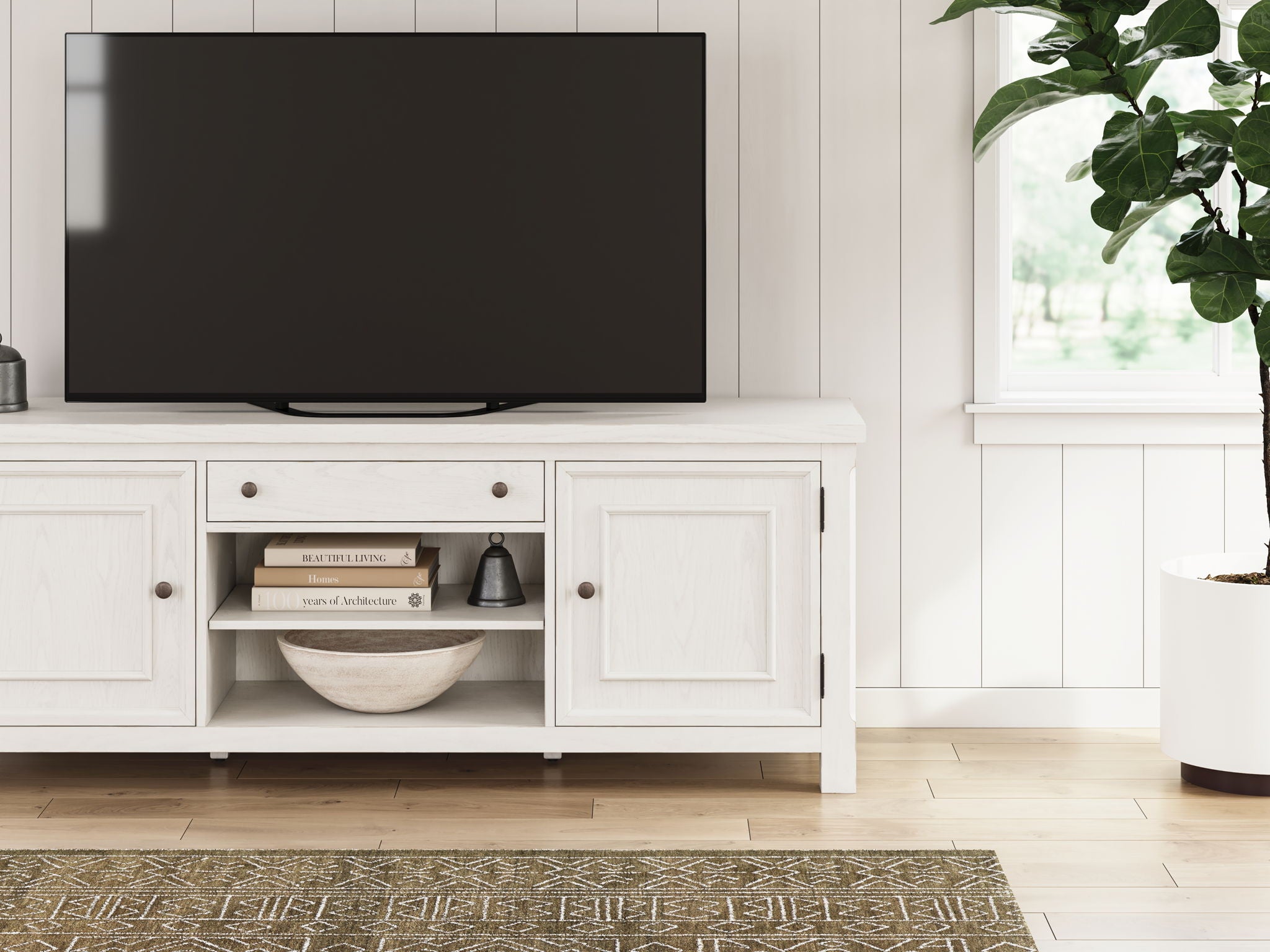 Robbinsdale - Extra Large TV Stand - Antique White - Image 2