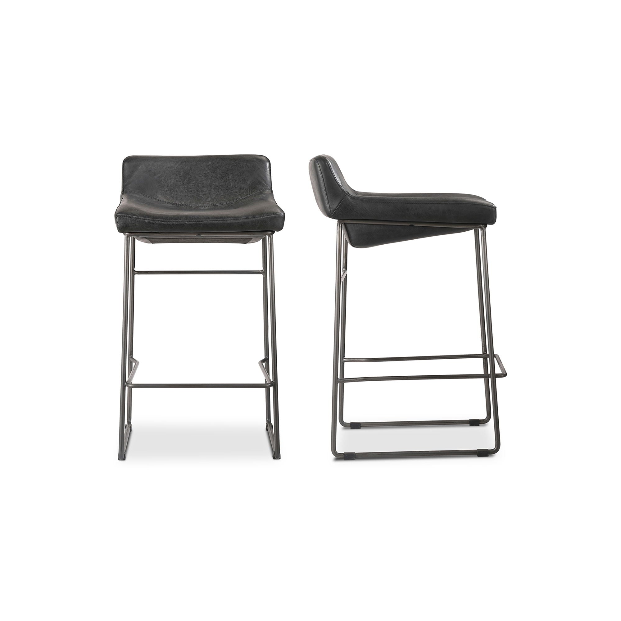 Starlet – Counter Stool Leather (Set of 2) – Onyx Black