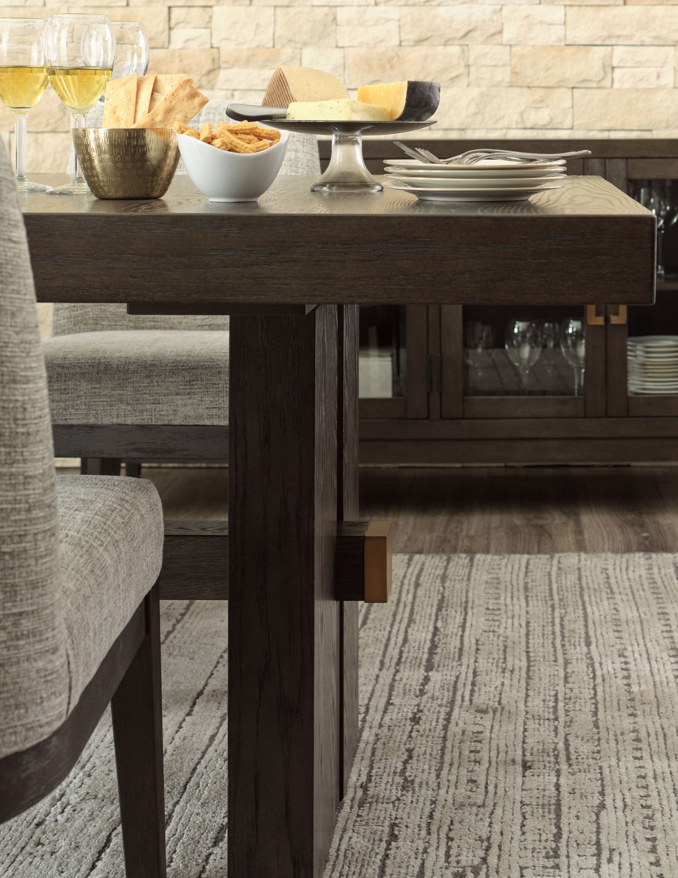 Burkhaus - Rectangular Dining Room Extension Table - Dark Brown - Image 2