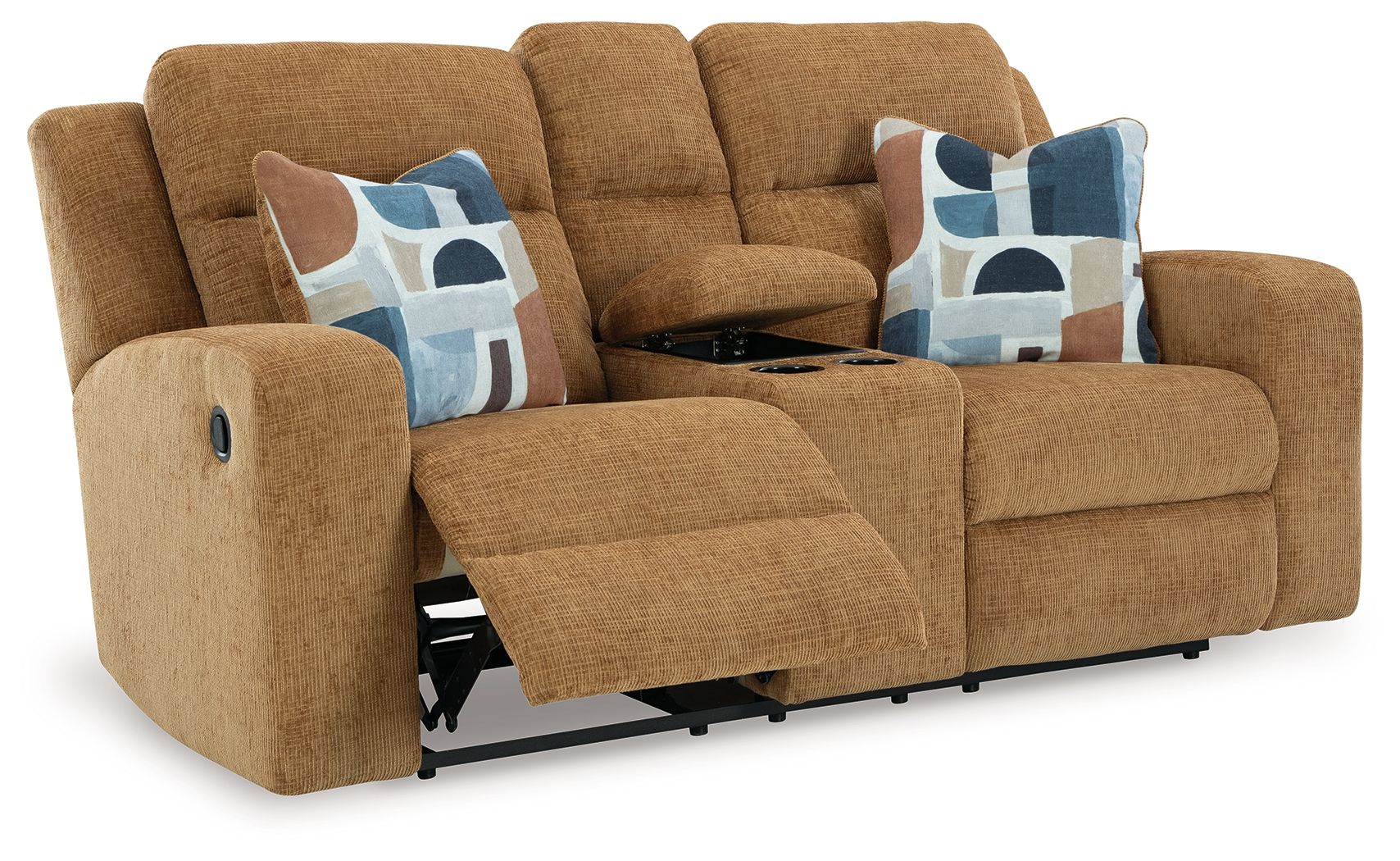 Kanlow - Dbl Reclining Loveseat With Console - Fabric - Honey - Image 3