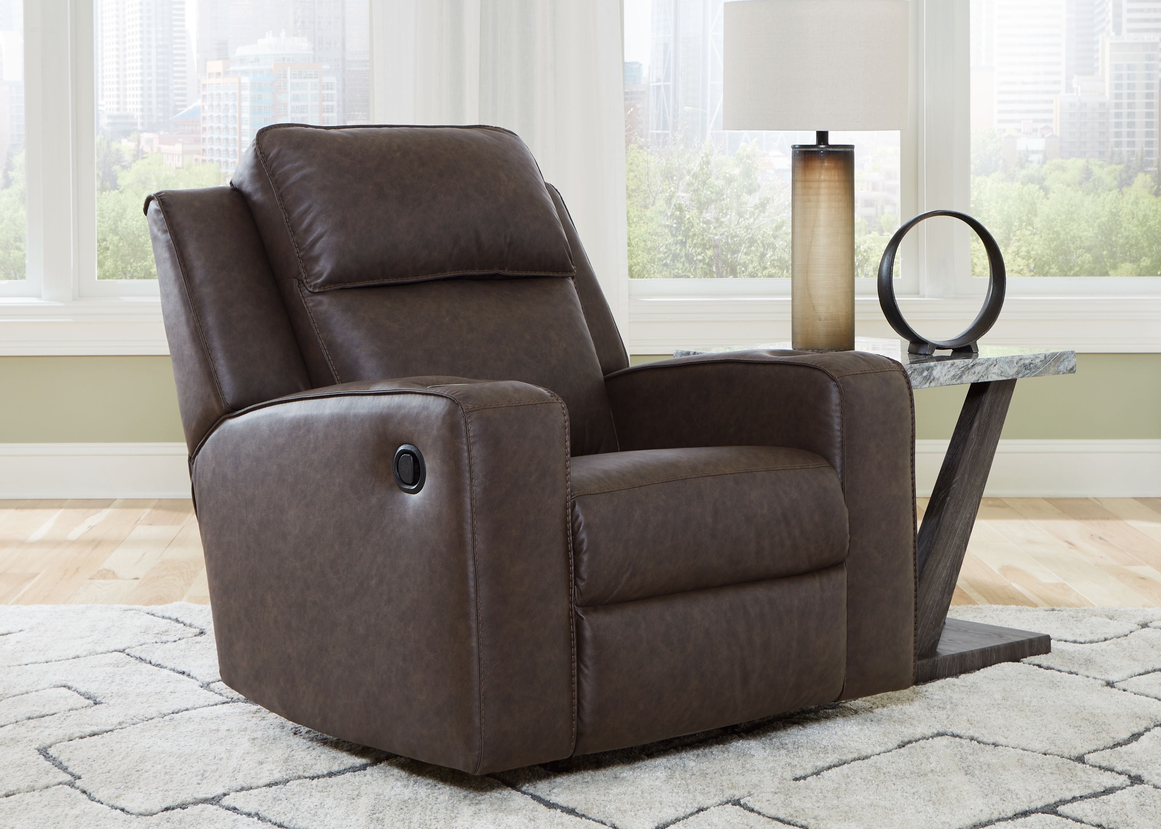 Lavenhorne - Rocker Recliner - Faux Leather - Granite - Image 3