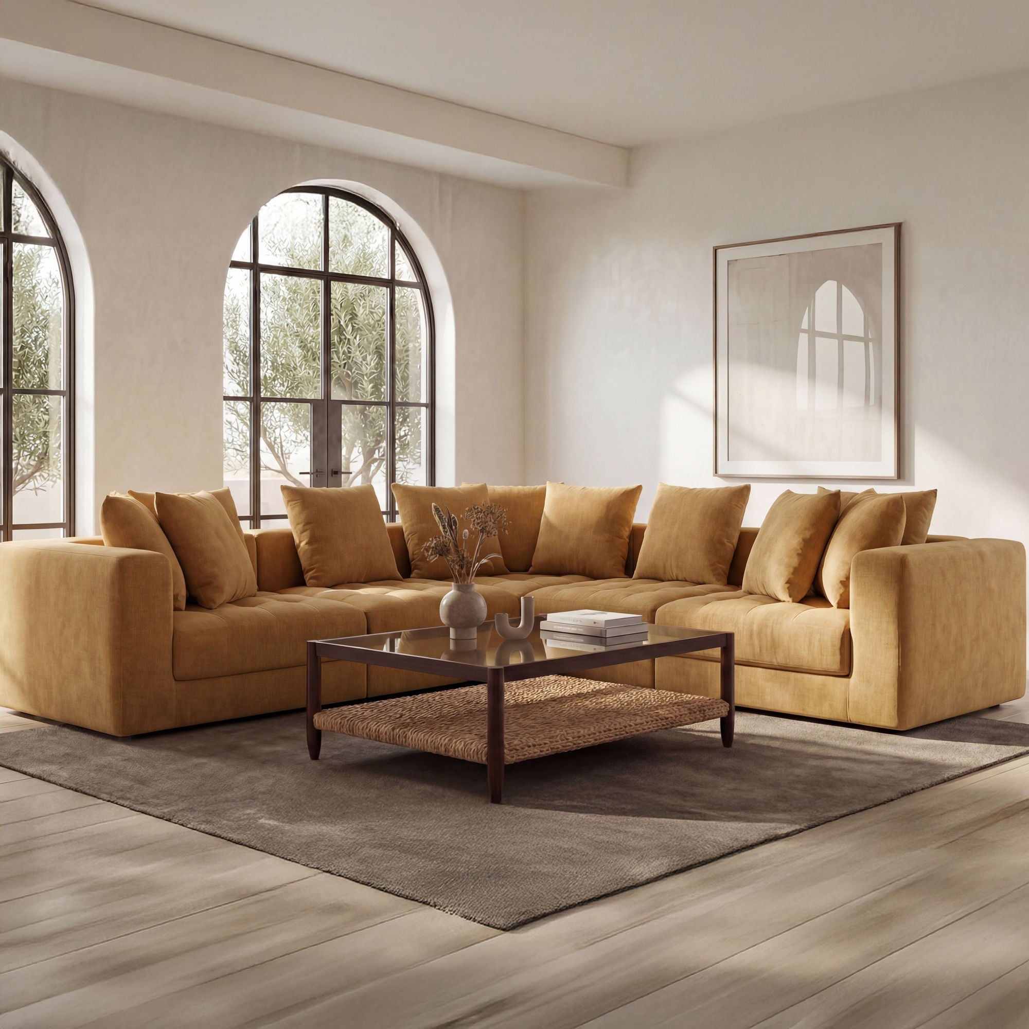 Davie - Corner Chair - Golden Yellow - Image 1