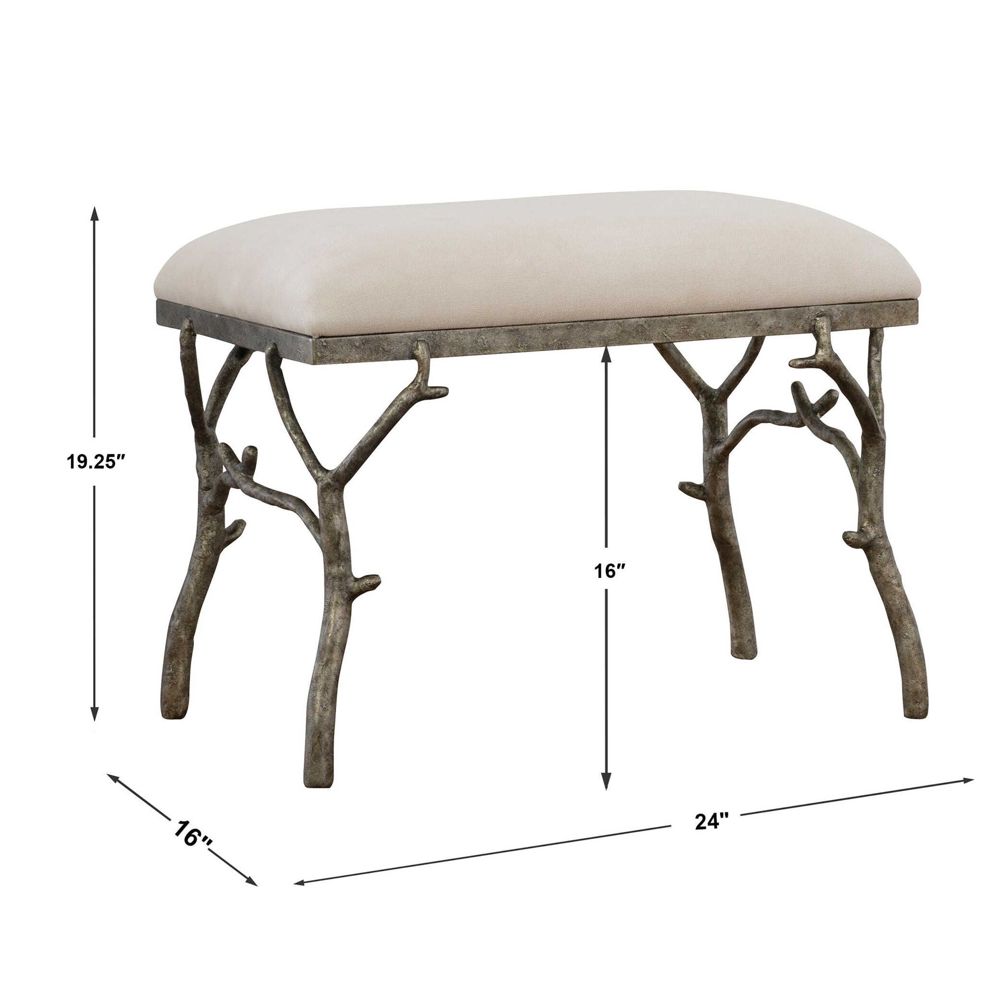 Lismore - Small Fabric Bench - Beige - Image 3