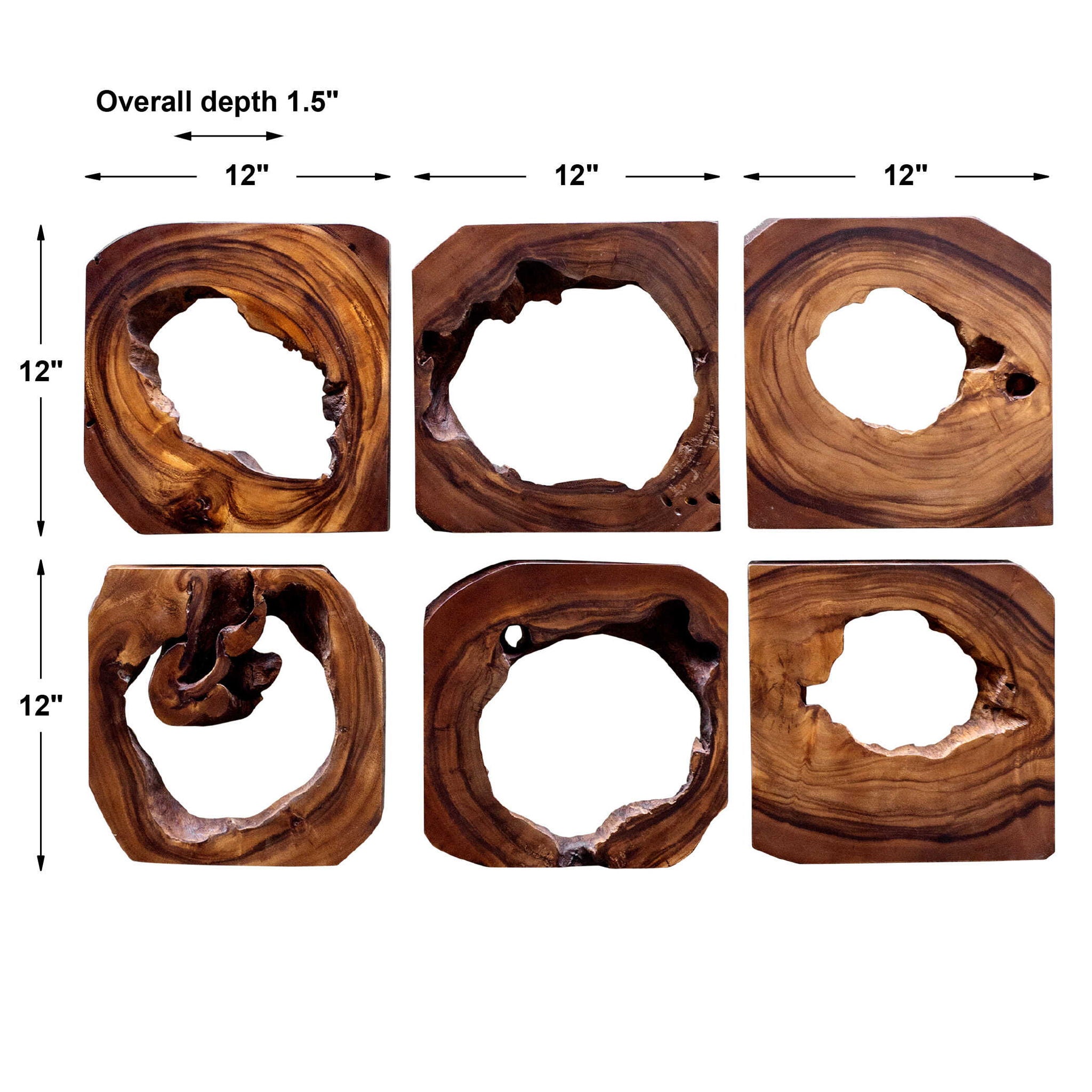 Adlai - Wood Wall Art (Set of 6) - Dark Brown - Image 2