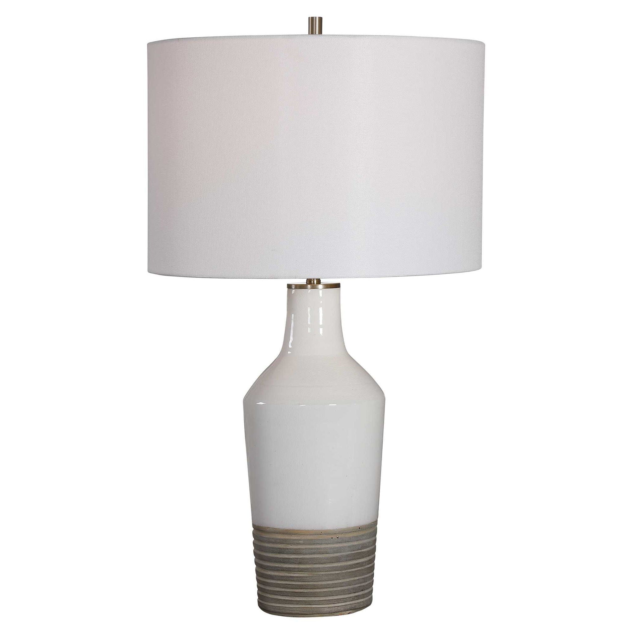 Dakota - Crackle Table Lamp - White - Image 1