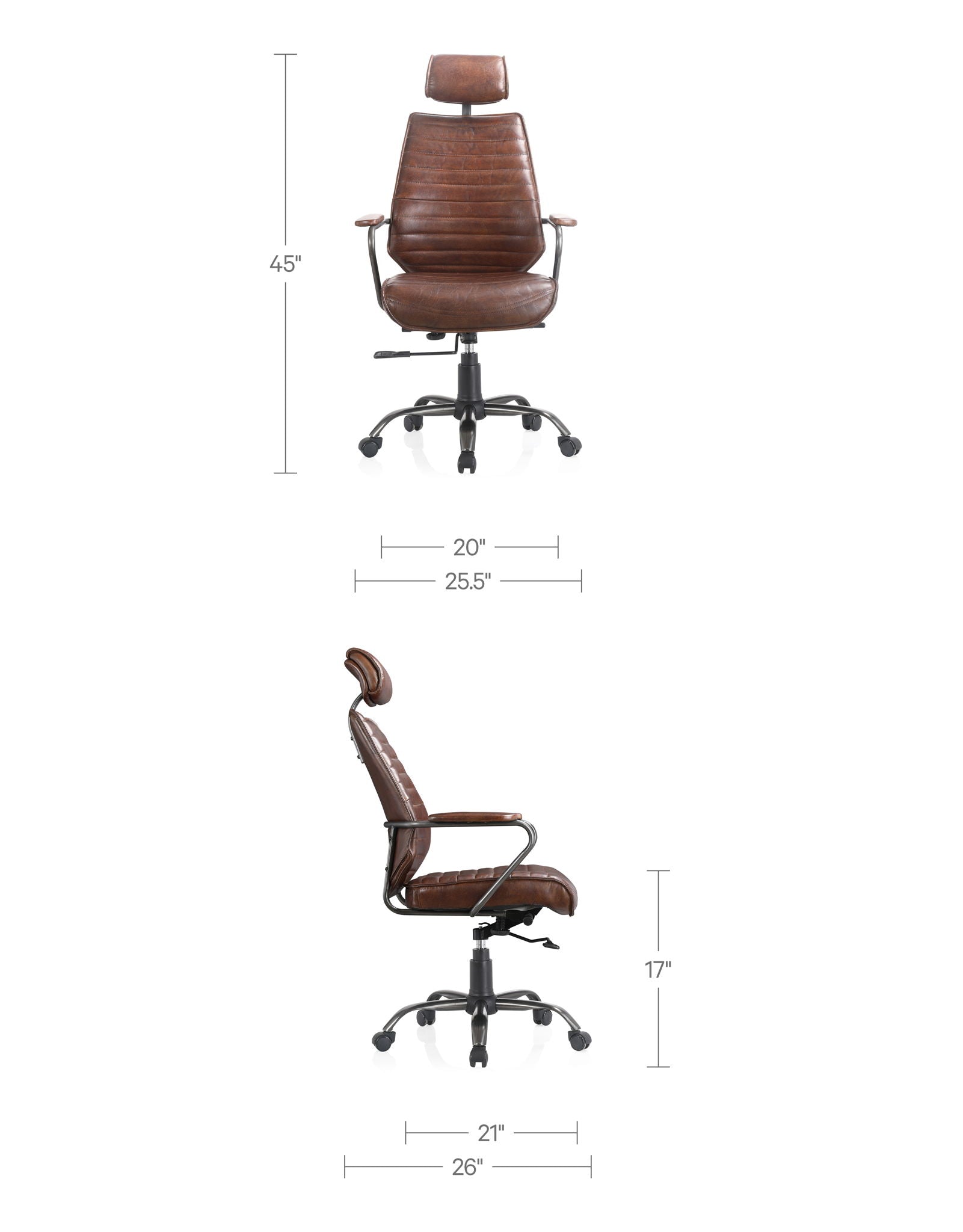 Executive - Leather Office Chair - Dark Brown - Image 3