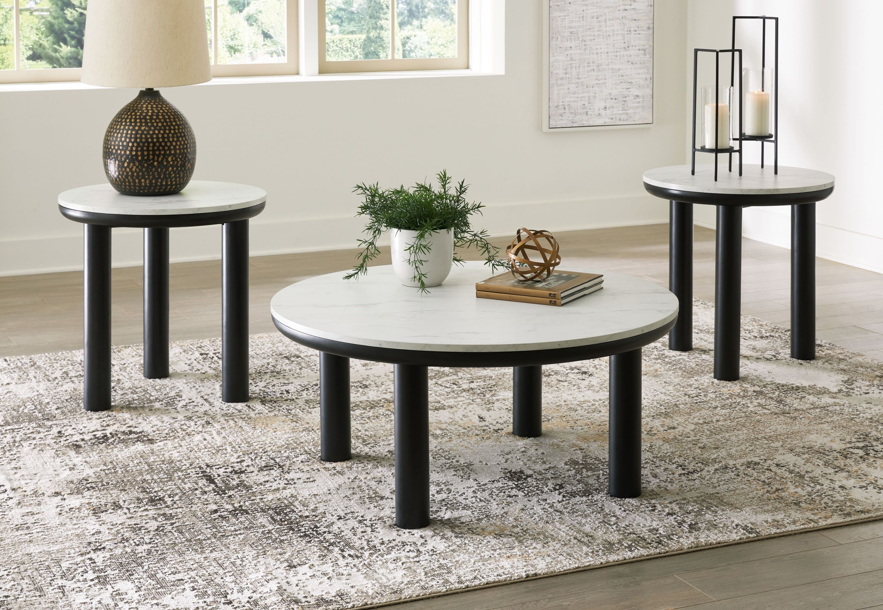 Xandrum - Occasional Table Set (Set of 3) - Black / White - Image 3