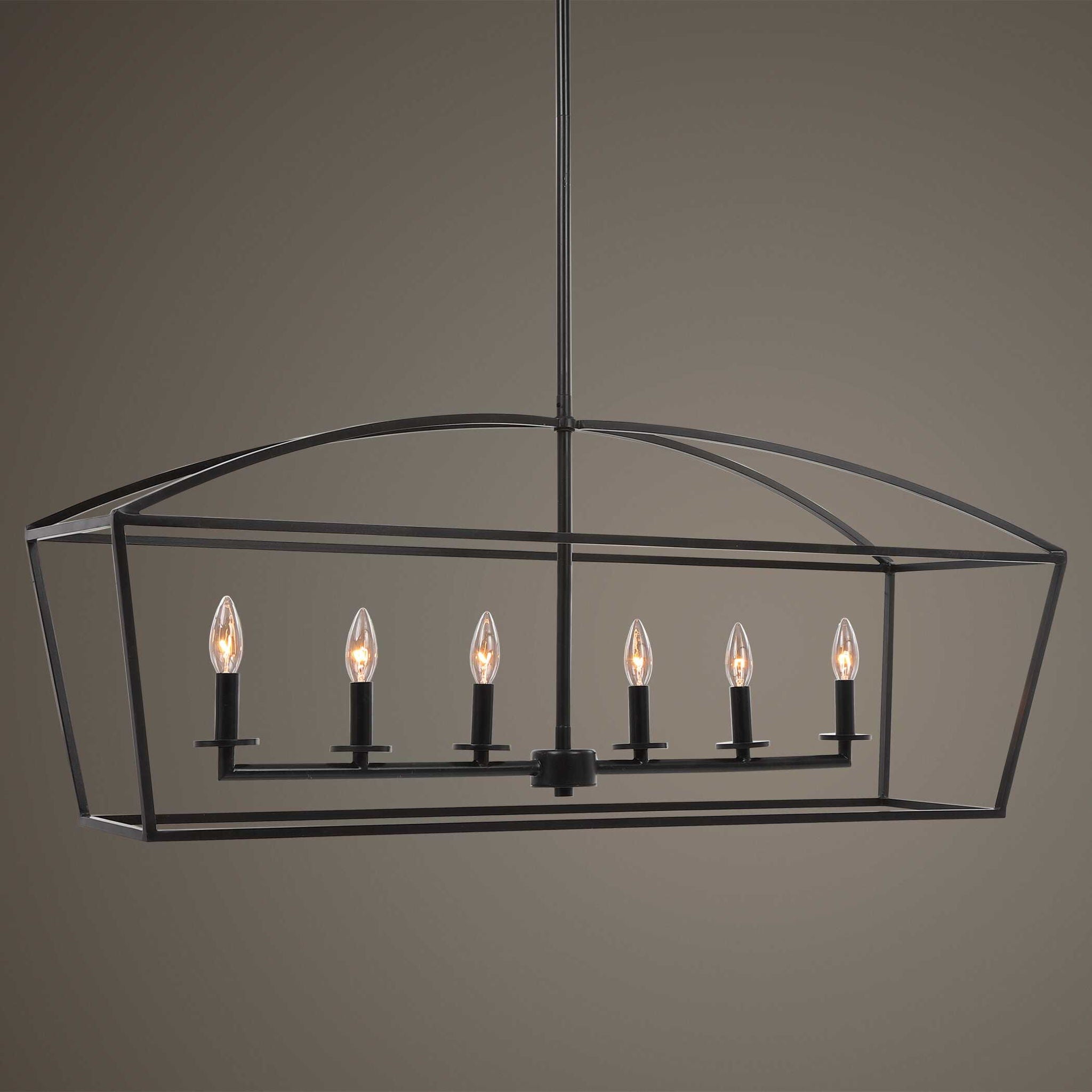 Clayton - 6 Light Linear Chandelier - Black - Image 3