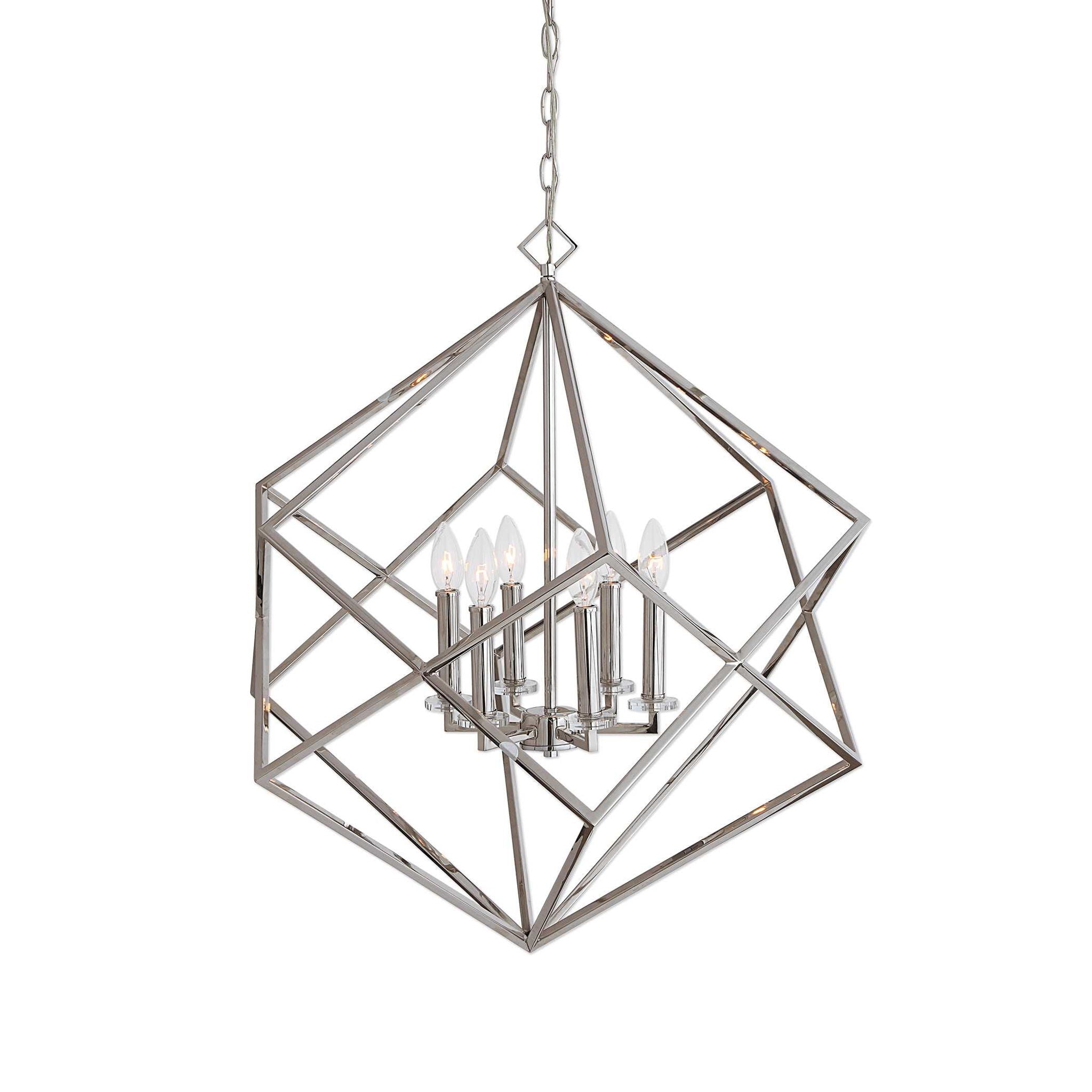 Euclid – 6 Light Cube Pendant – Nickel