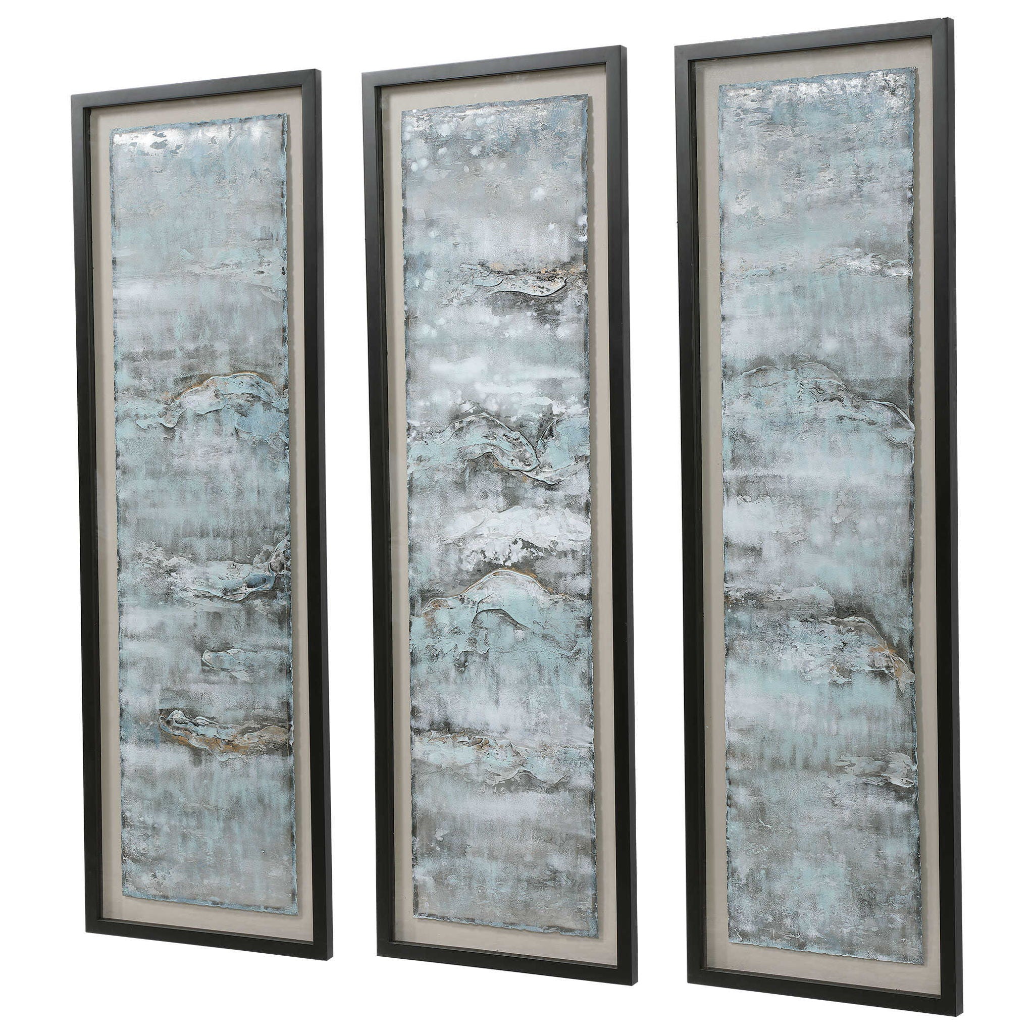 Ocean Swell - Painted Metal Art (Set of 3) - Blue - Image 3