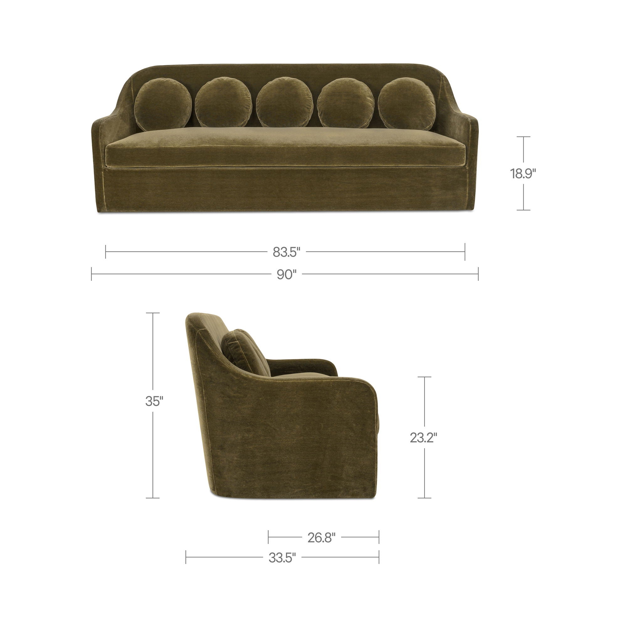 Rialto - Faux Mohair Sofa - Dark Green - Image 2