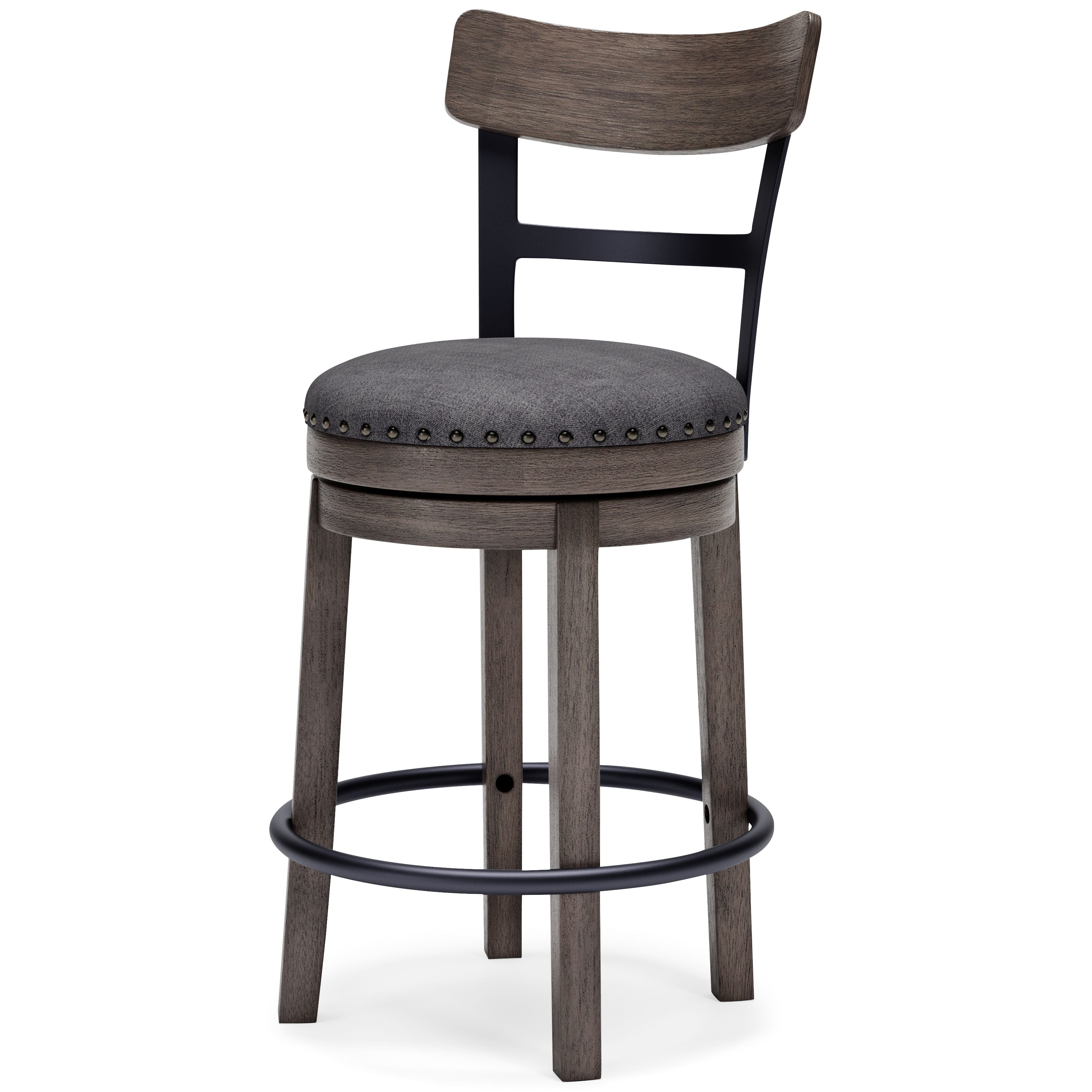 Caitbrook - UPH Swivel Barstool  - Gray - Image 2