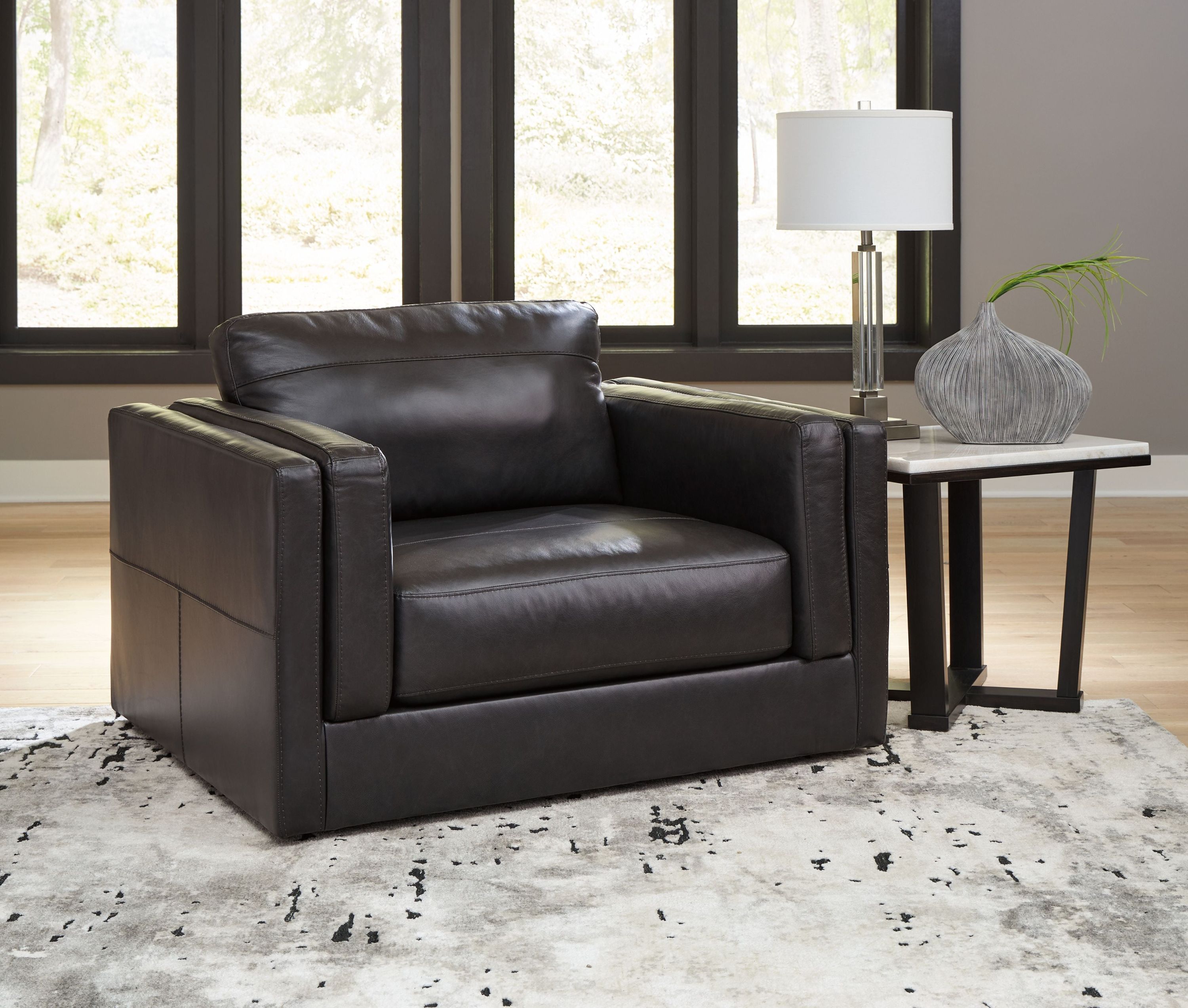 Amiata - Chair And A Half - Leather Match - Onyx - Image 3