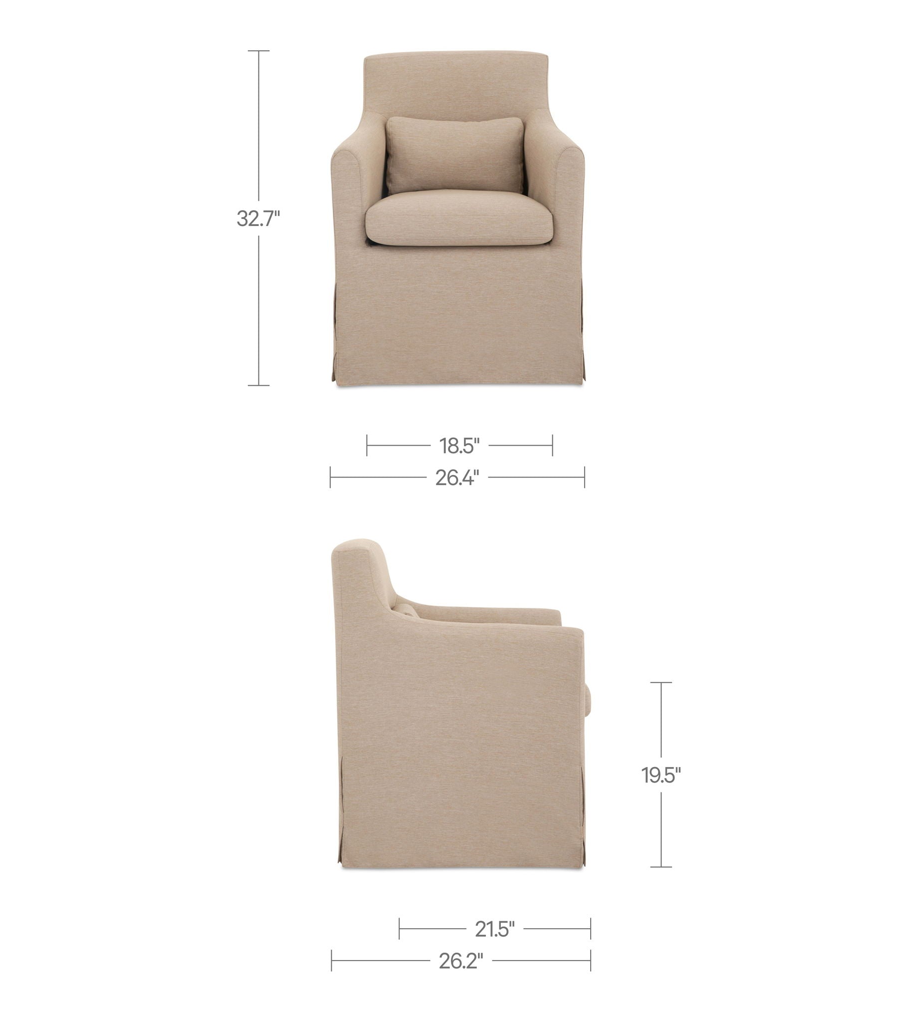 Lydia - Outdoor Slipcover Dining Chair - Light Brown - Image 3
