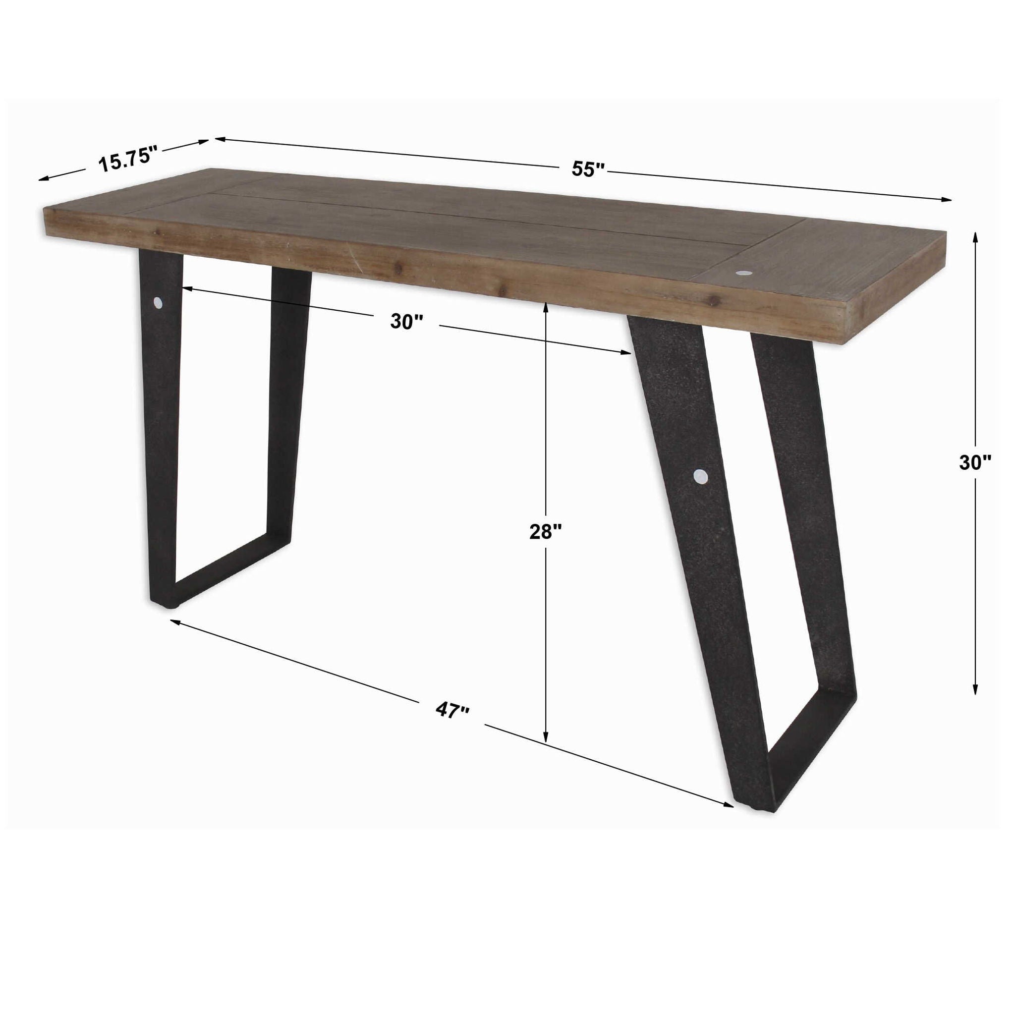 Freddy - Weathered Console Table - Light Brown & Black - Image 2