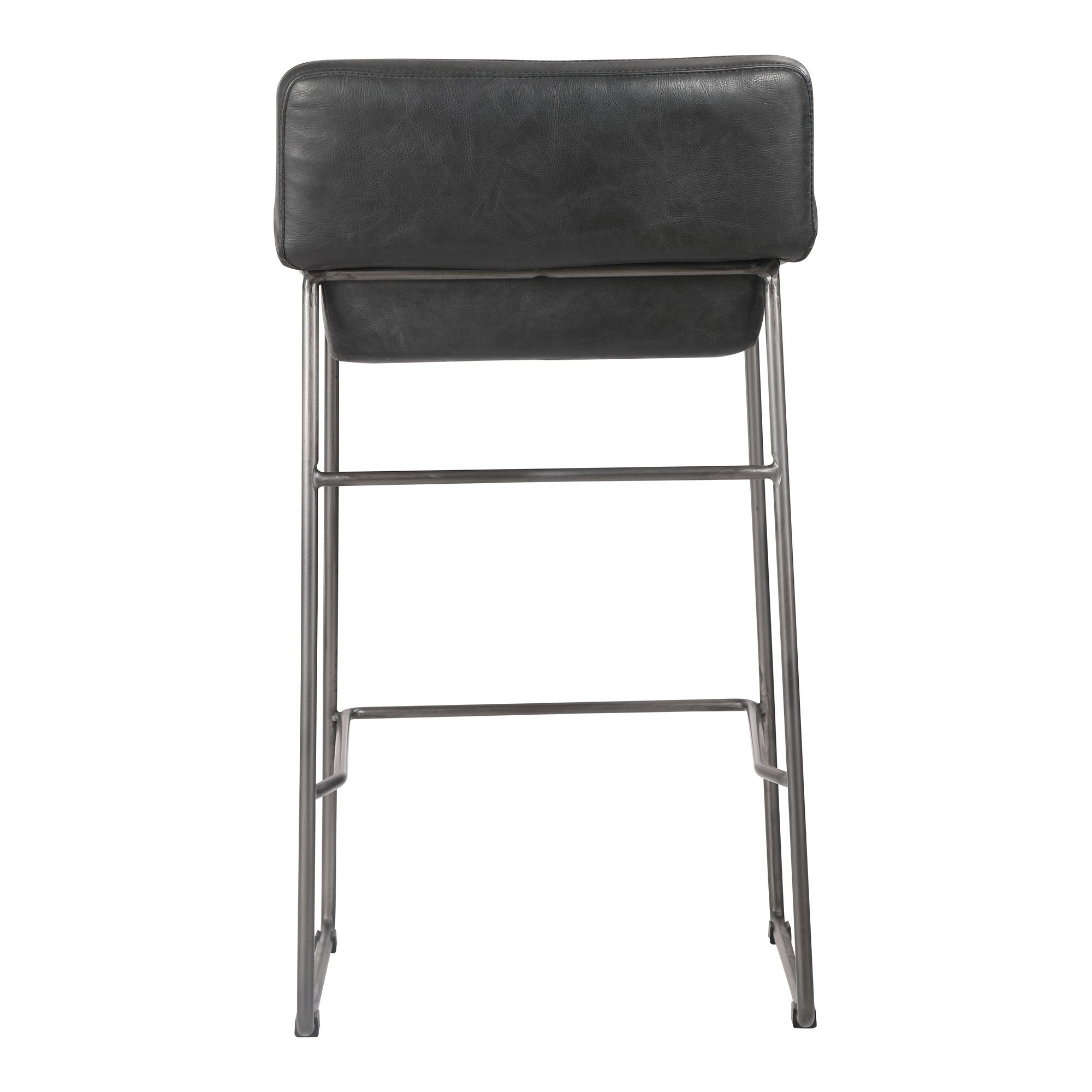 Starlet - Counter Stool Leather (Set of 2) - Onyx Black - Image 3