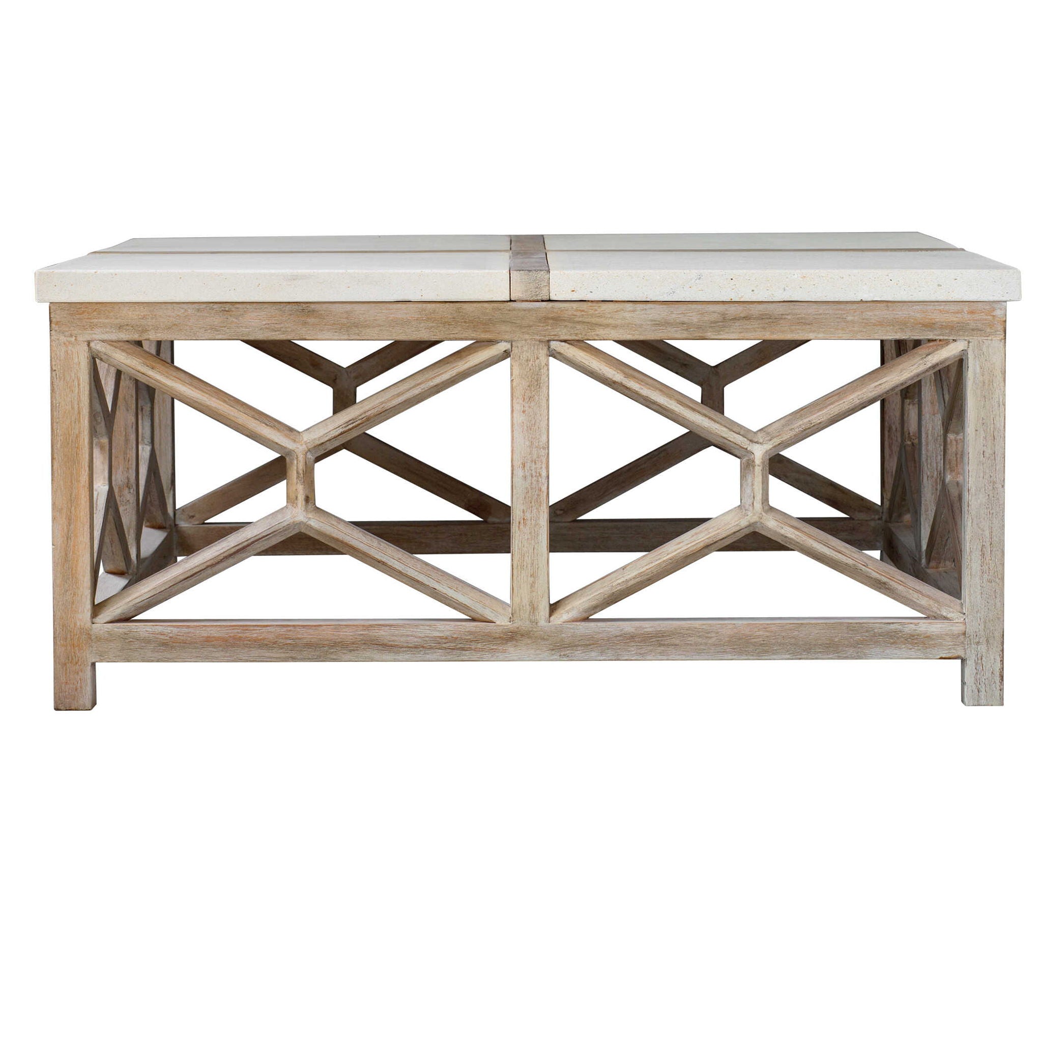 Catali - Stone Coffee Table - White & Light Brown - Image 2