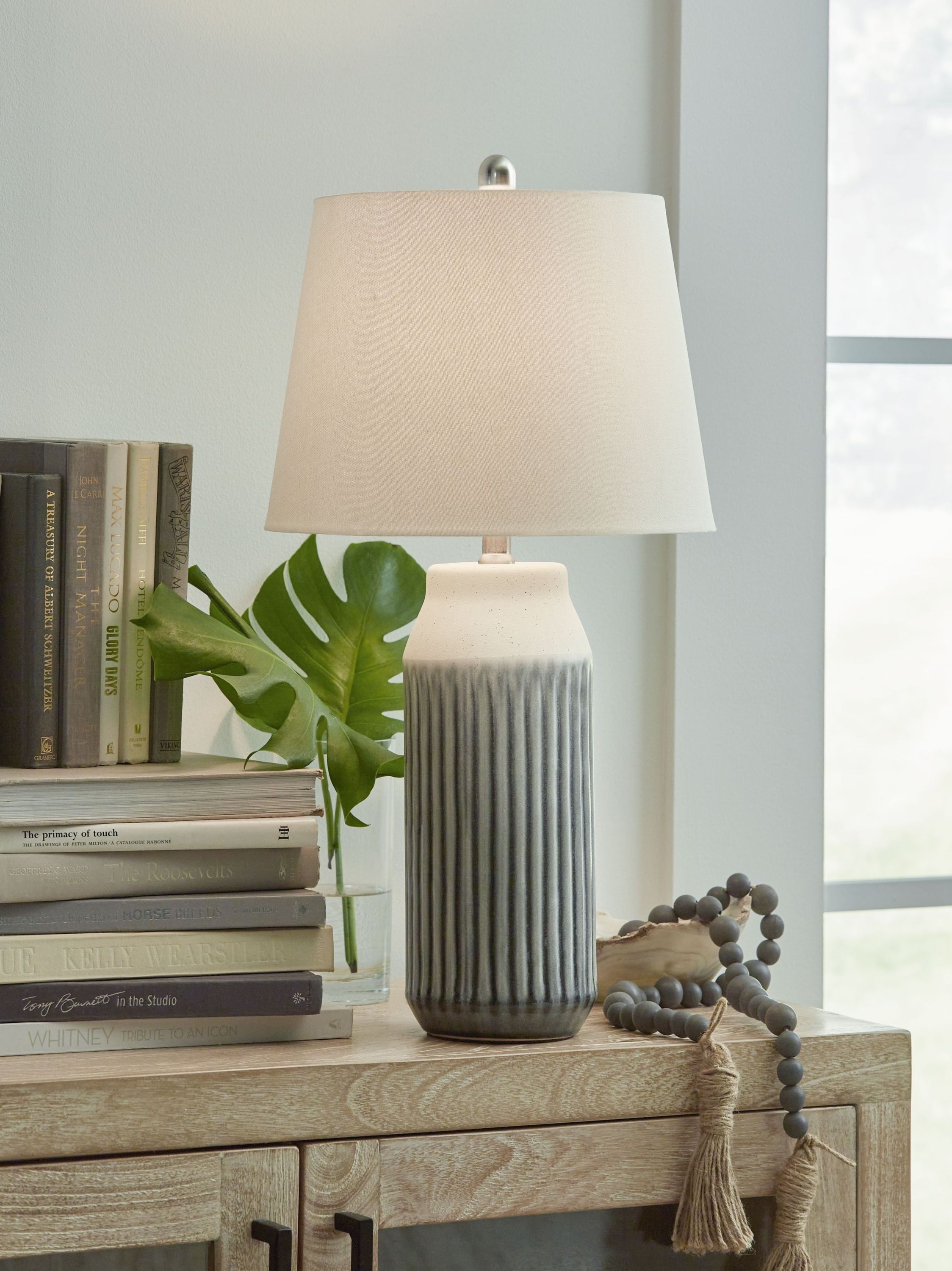 Afener - Ceramic Table Lamp (Set of 2) - Blue / Beige - Image 2