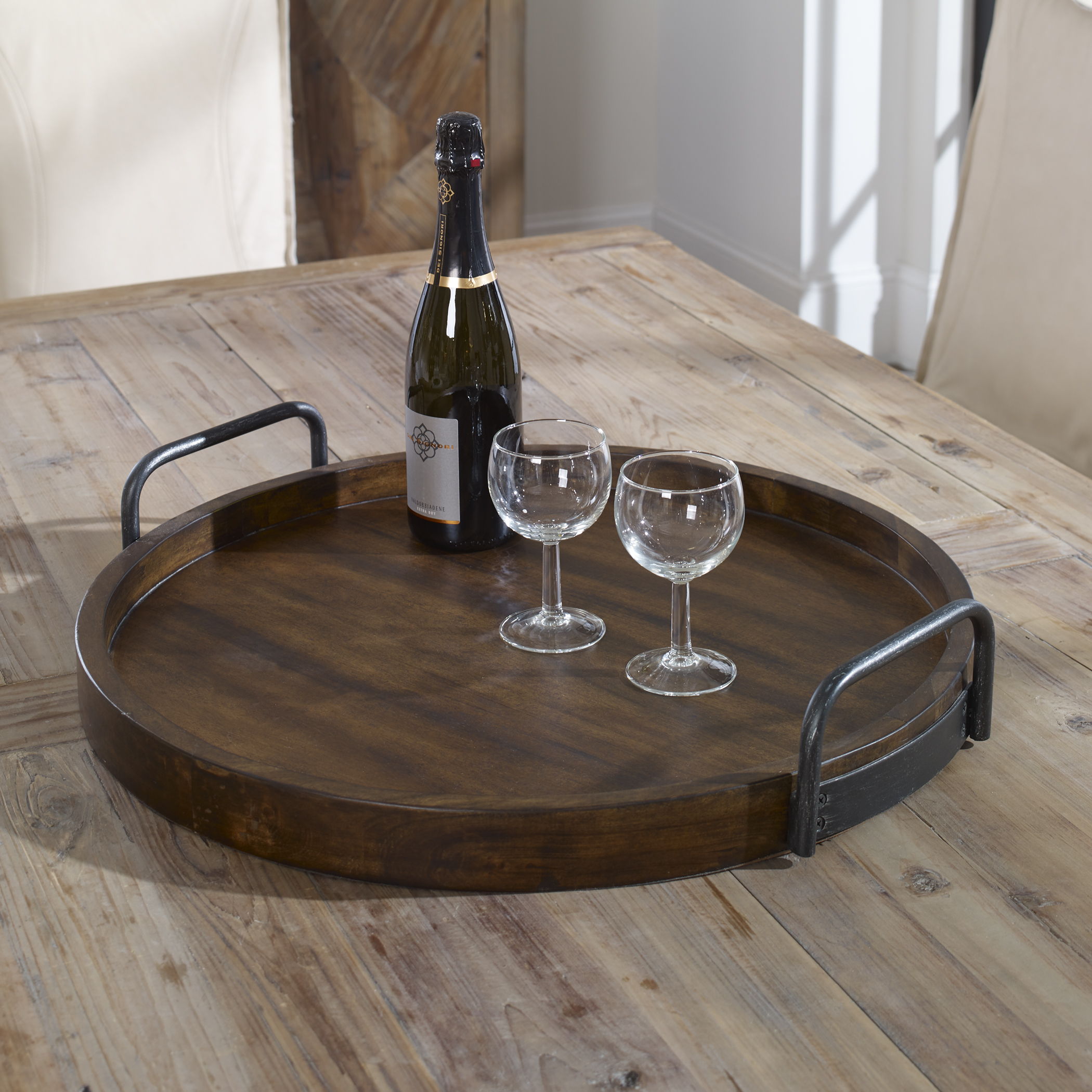 Reine - Round Wooden Tray - Dark Brown - Image 3