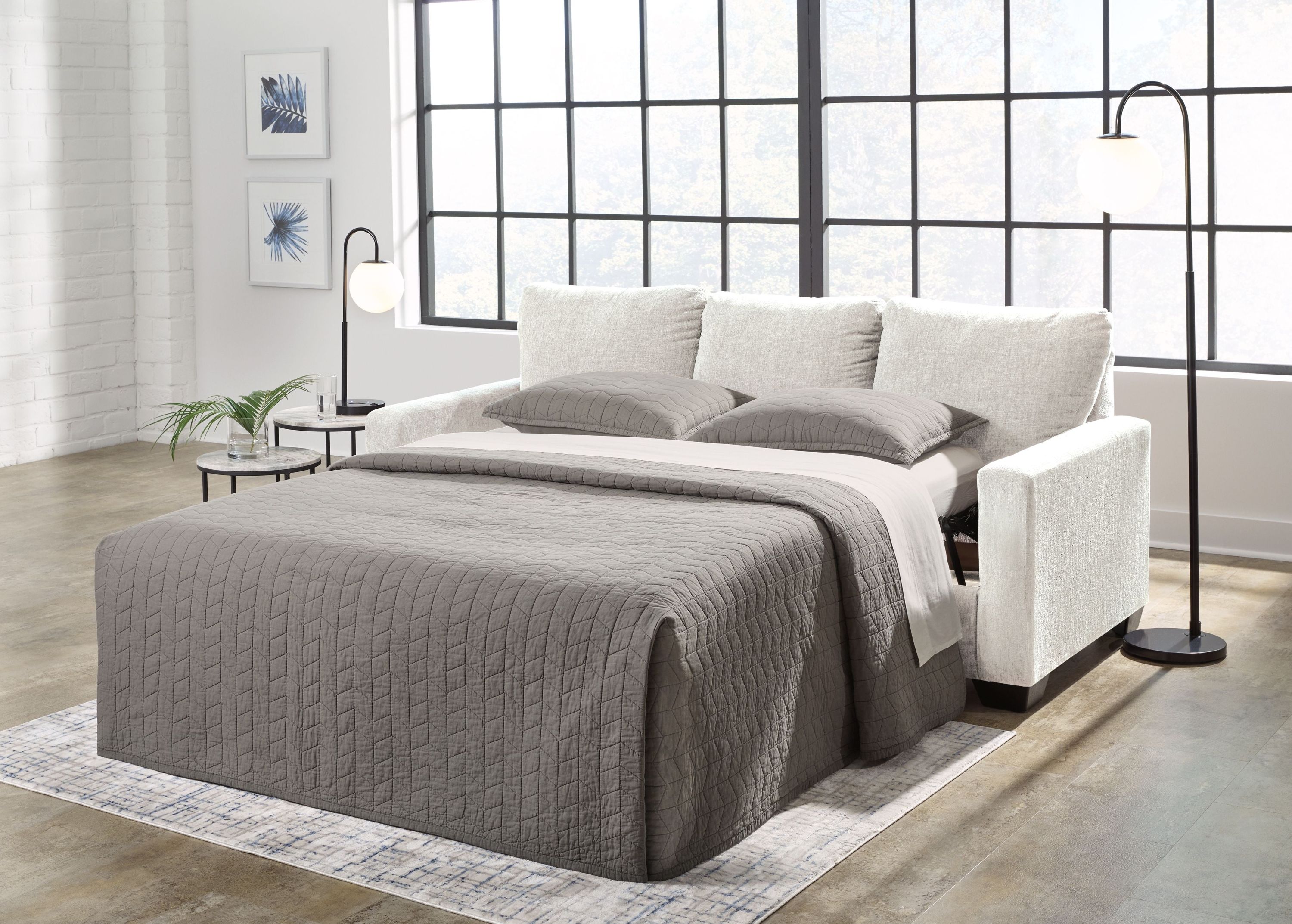 Rannis - Queen Sofa Sleeper - Fabric - Snow - Image 3
