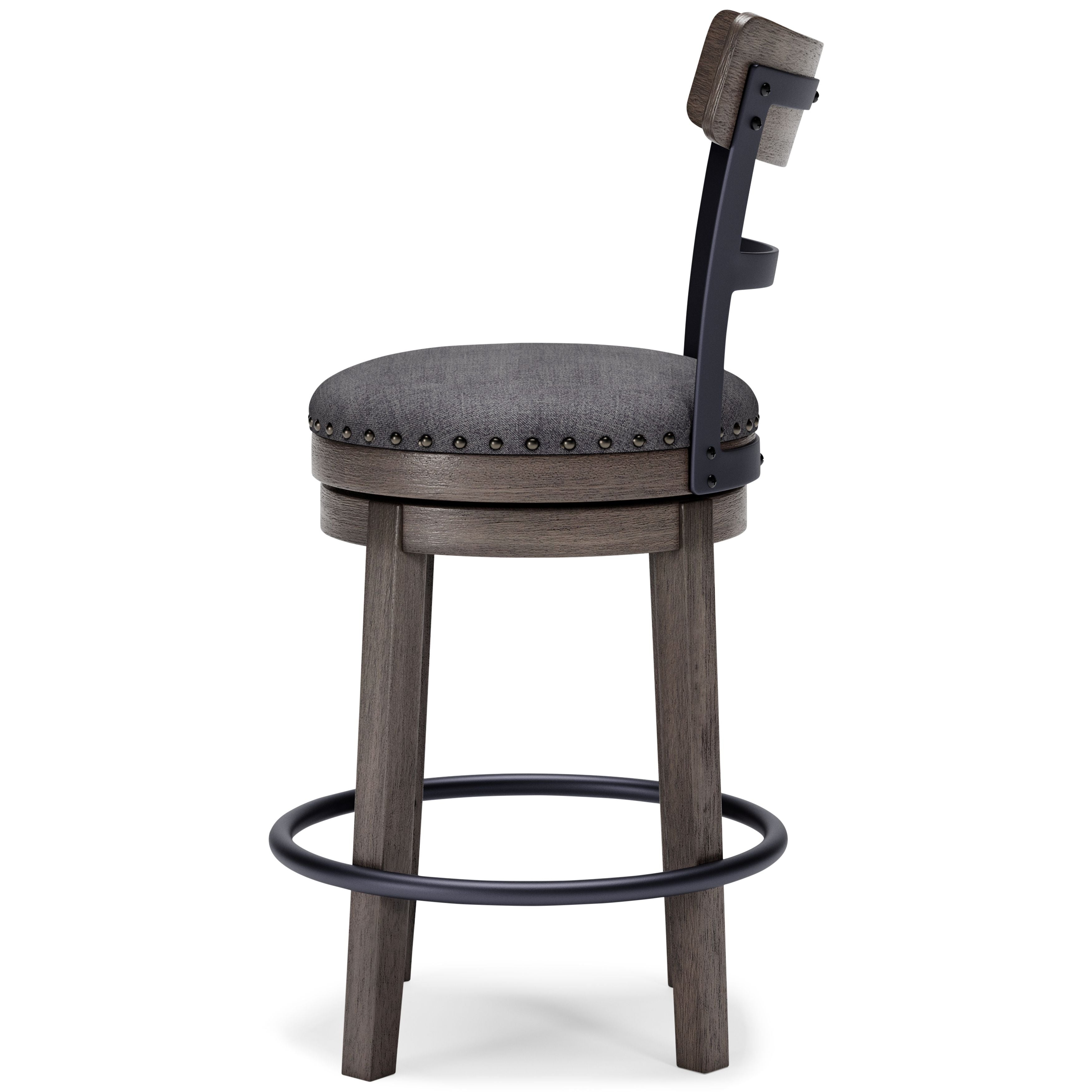 Caitbrook - UPH Swivel Barstool  - Gray - Image 3